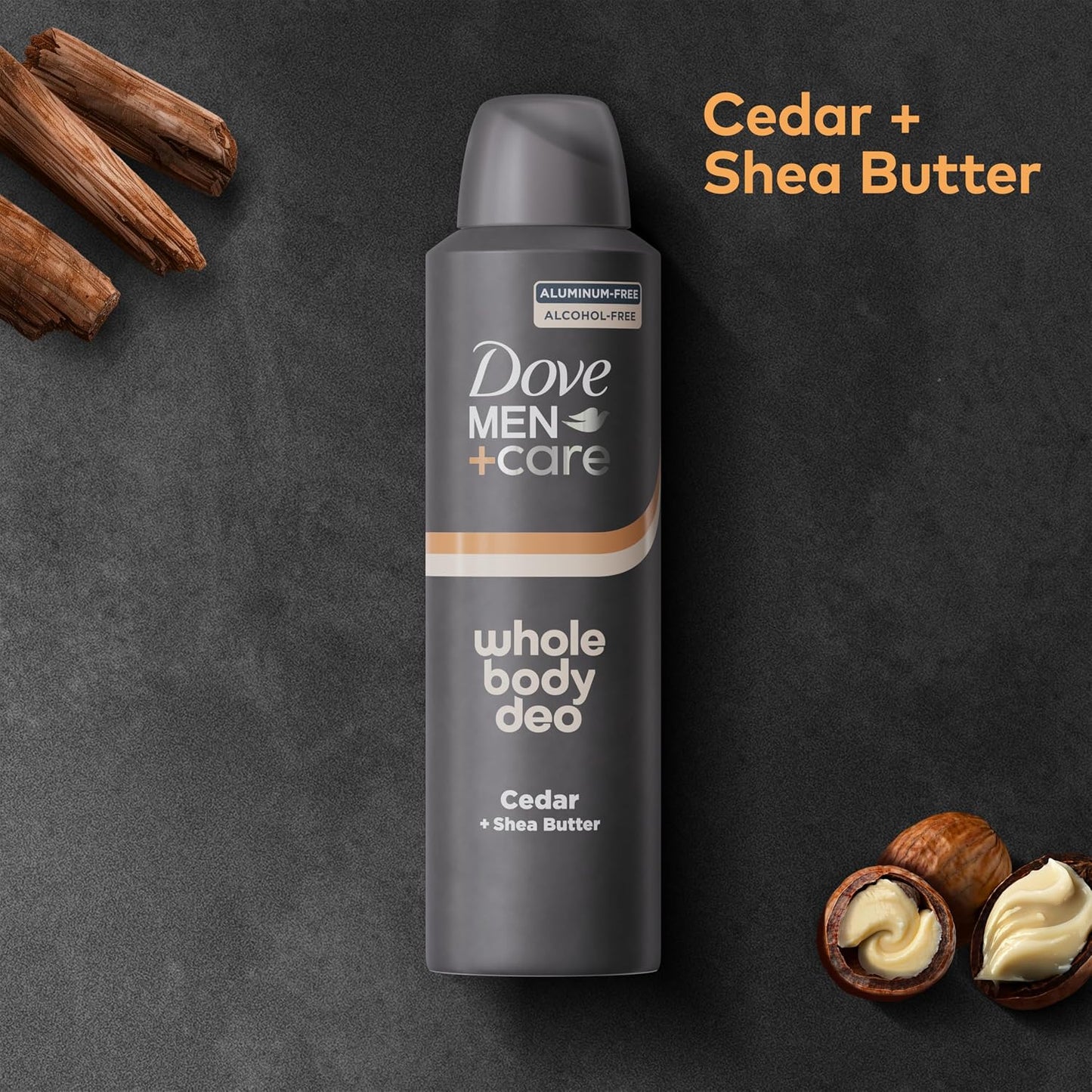 HotDOVE MEN + CARE Whole Body Deo Deodorant Spray Cedar + Shea Butter, 4 oz