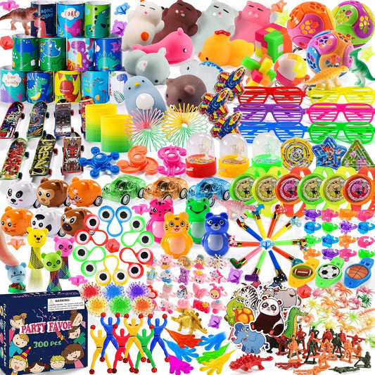 Hot 300 PCS Party Favor for Kids Goodie Bags Stuffers, Prize Box Toys for Kids Classroom Bulk, Small Fidget Toys Pinata Egg Fillers, Treasure Chest for Students Rewards, Carnival Prizes, Birthday Gifts