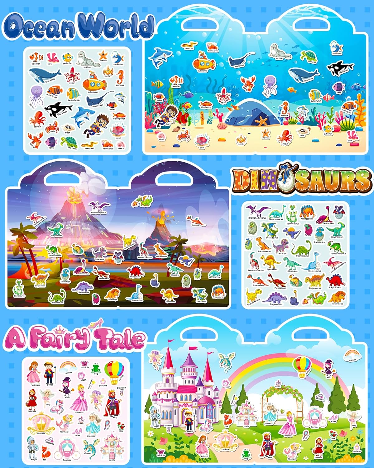 HotWalenced Reusable Sticker Book for Toddlers, Travel Stickers for Kids, Toddler Craft Activities Toys, Birthday Gifts for Boys & Girls