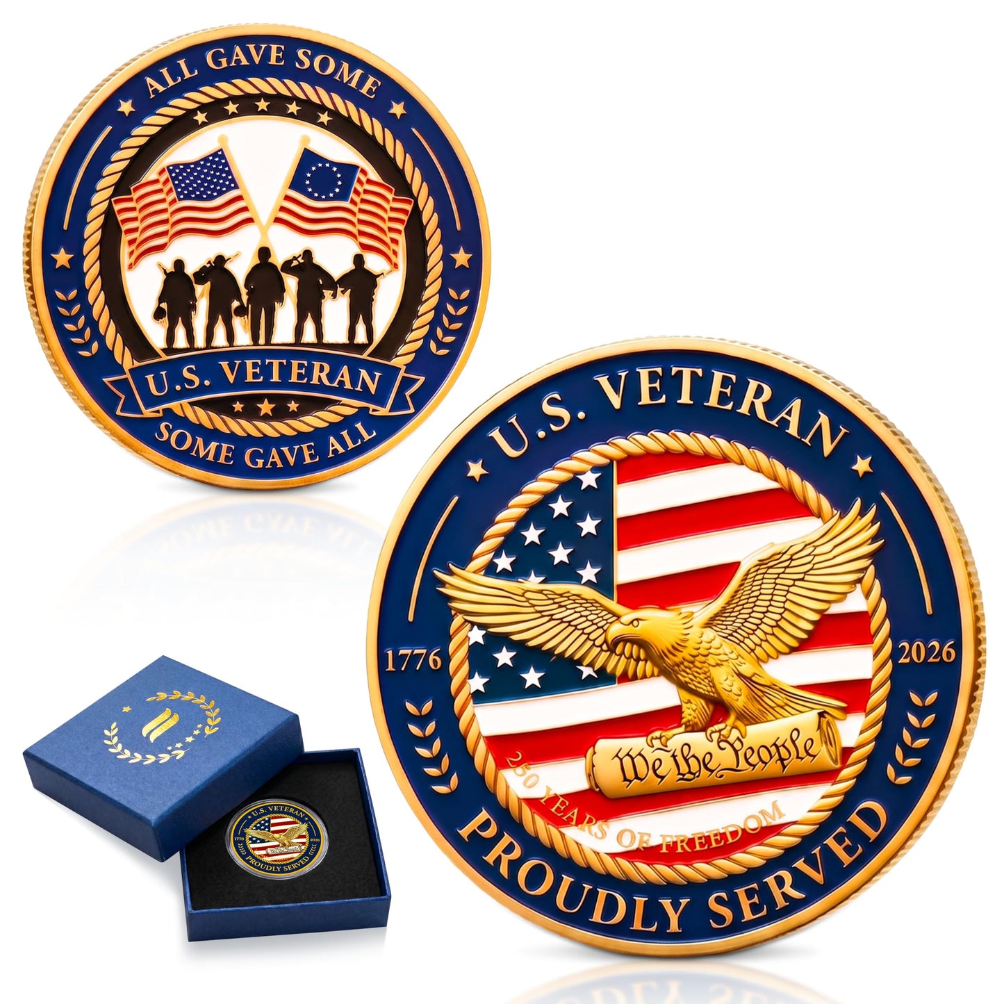 HotFLAGWIX 250 Anniversary Coin 1776-2026 - USA 250th Anniversary Merchandise Commemorative Coin - American Patriotic 4th of July Celebration Decorations Gifts for Men Veterans History Lover