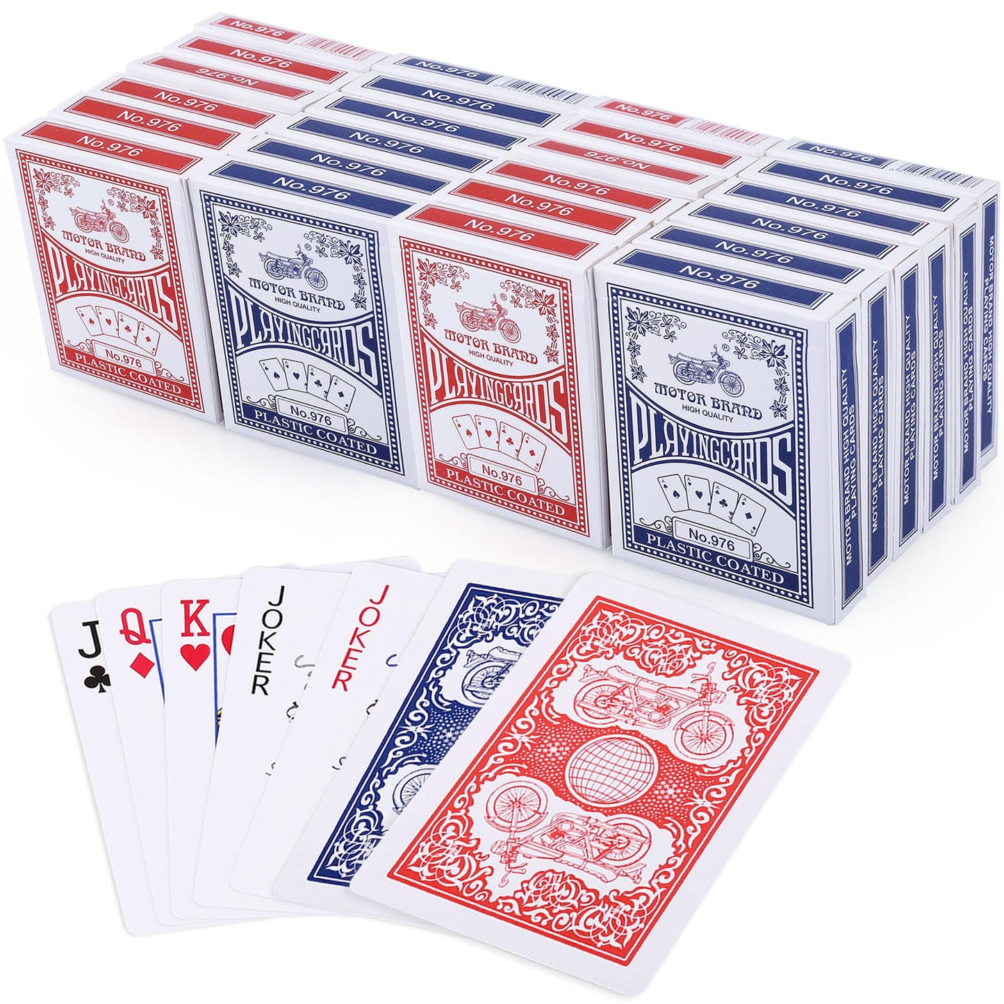 HotLotFancy Playing Cards, 12 Pack, Decks of Cards Bulk, Poker Size, Standard Index, for Blackjack, Euchre, Canasta Card Game, 6 Blue and 6 Red, Casino Grade Poker Cards