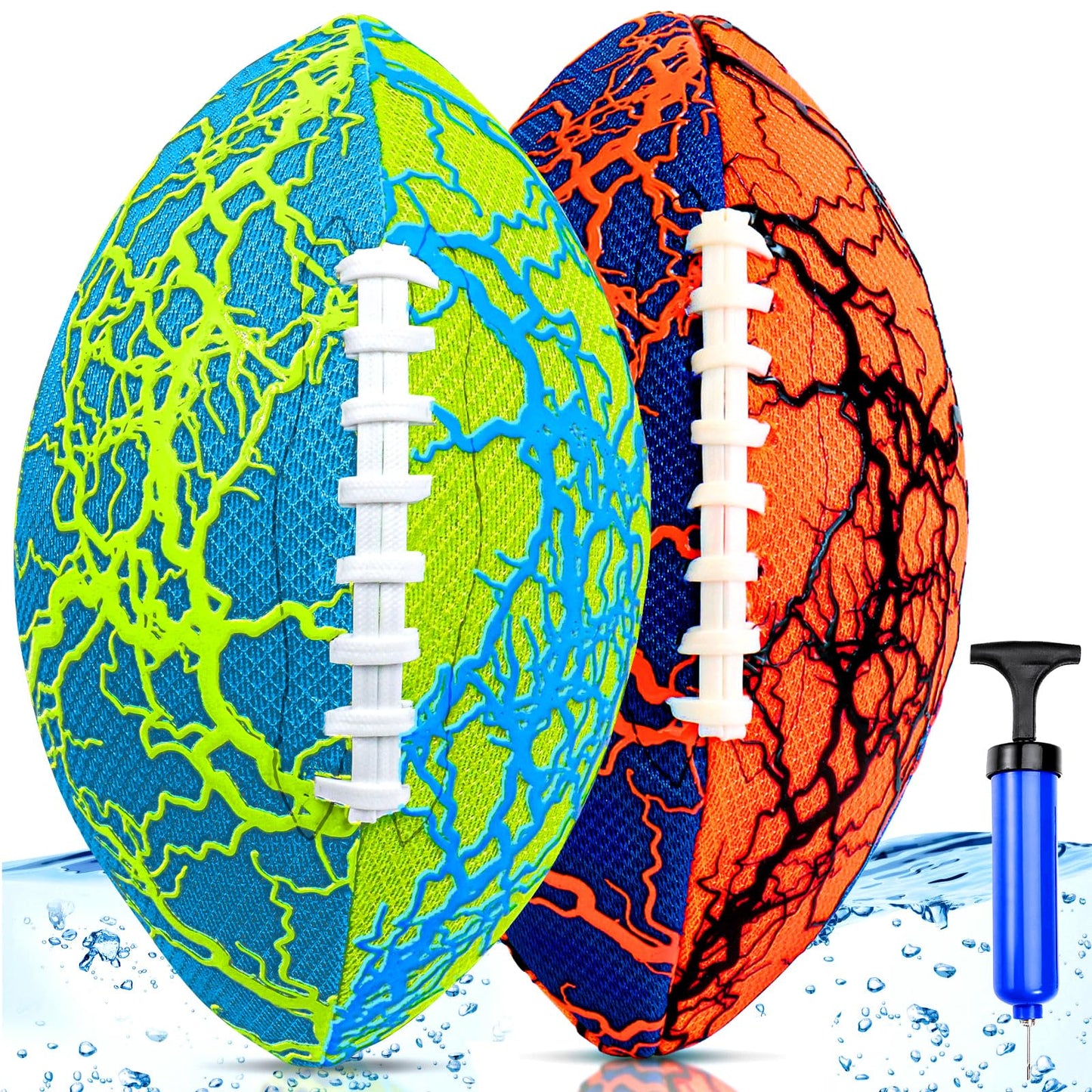 Hot Jasonwell Pool Beach Water Football - 2Pack Strong Grip Waterproof Football for All-Weather Play Pool Toys Beach Games Outdoor Sports Toy Christmas Birthday Gifts for Kids Boys Teens Adults