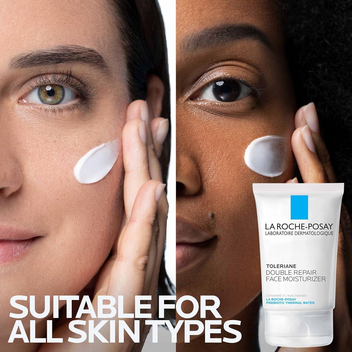 HotToleriane Double Repair Face Moisturizer, Daily Moisturizer Face Cream with Ceramide and Niacinamide for All Skin Types