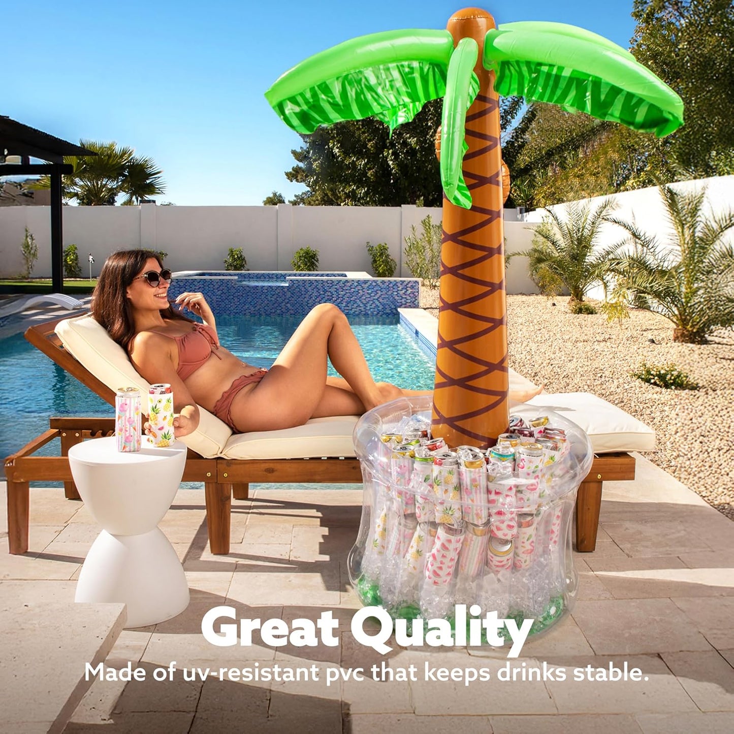 HotJOYIN 60" Inflatable Palm Tree Cooler, Beach Theme Decor, Pool Party Decorations, Luau Hawaiian Birthday Party Supplies, Ocean Jungle Tropical Themed Summer Outdoor Drink Cooler