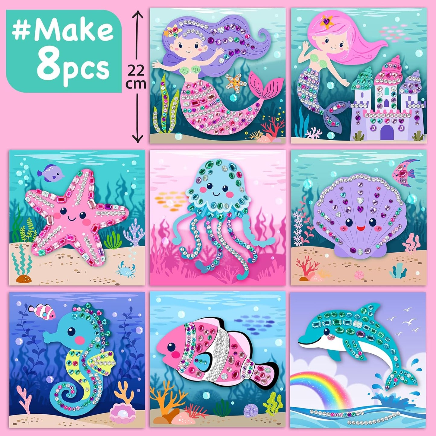 Hot EZCRA Mermaid Gem Sticker Kit for Kids - 800 Stickers, 8 Underwater Themes | Diamond Art Stickers and Gem Craft Set. Mess-Free and DIY Arts and Crafts. Birthday and Holiday Gift for Girls Ages 3-8.