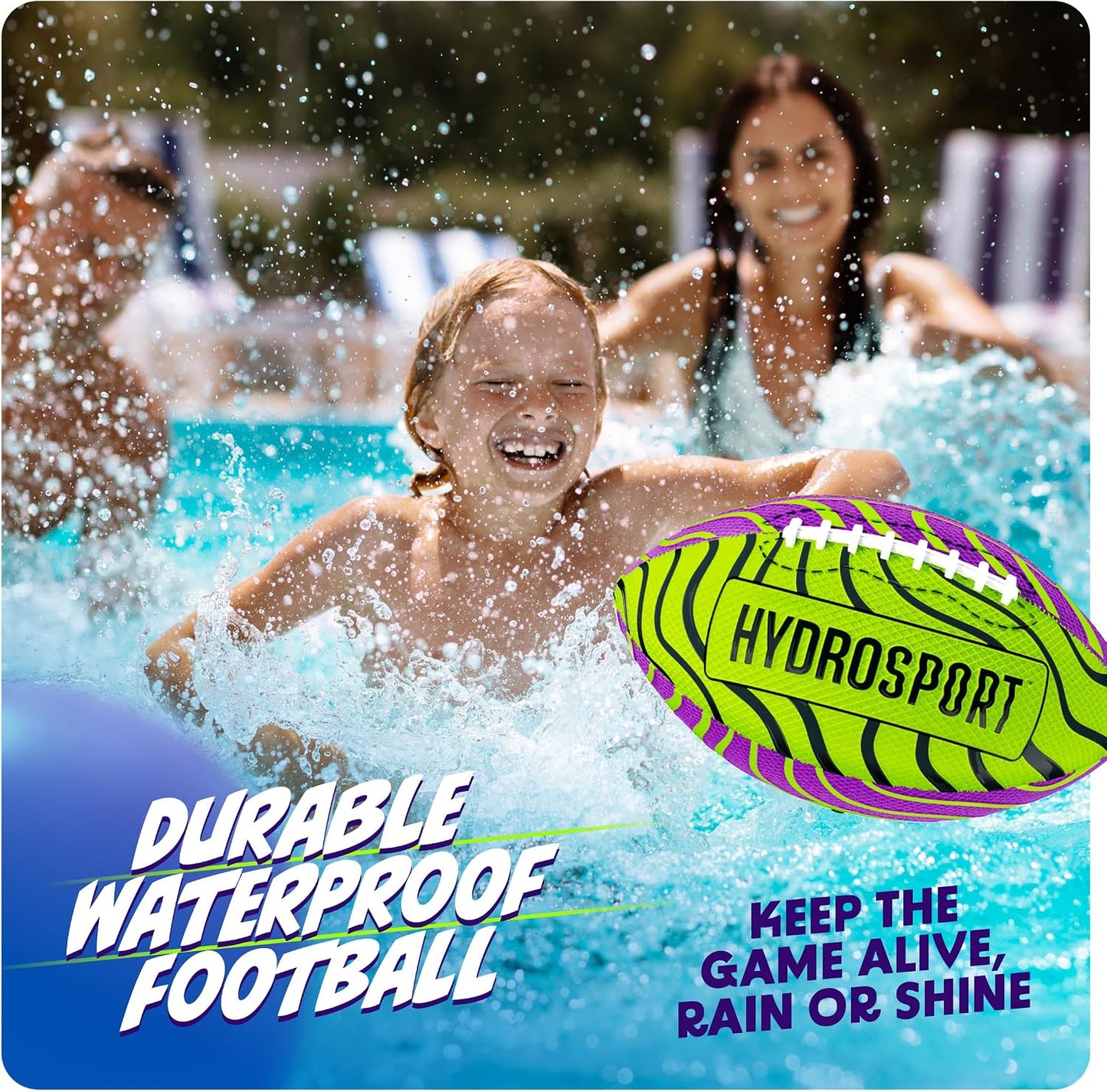 HotHydroSport Water Football for Pool, Beach, Lake - Waterproof Pool Toys for Kids Ages 8-12 - Teen Boys Gift - Swimming Balls Sports - Family, Teens Boys & Adults Fun - Outdoor Accessories