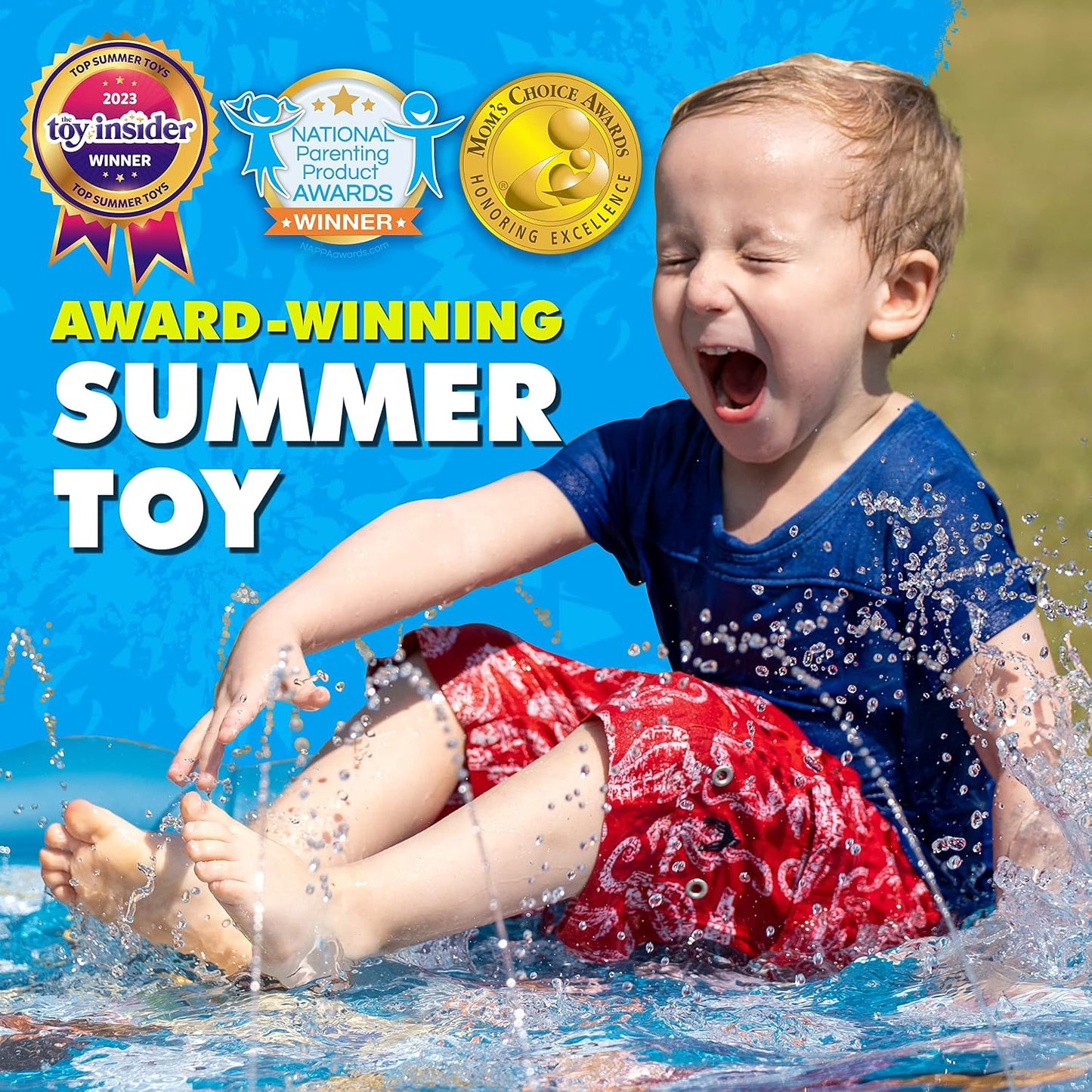 HotSplashEZ 3-in-1 Splash Pad, Sprinkler for Kids & Baby Pool for Learning – Toddler Sprinkler Pool, 60’’ Outside Water Toys – “from A to Z” Outdoor Play Mat for Babies & Toddlers