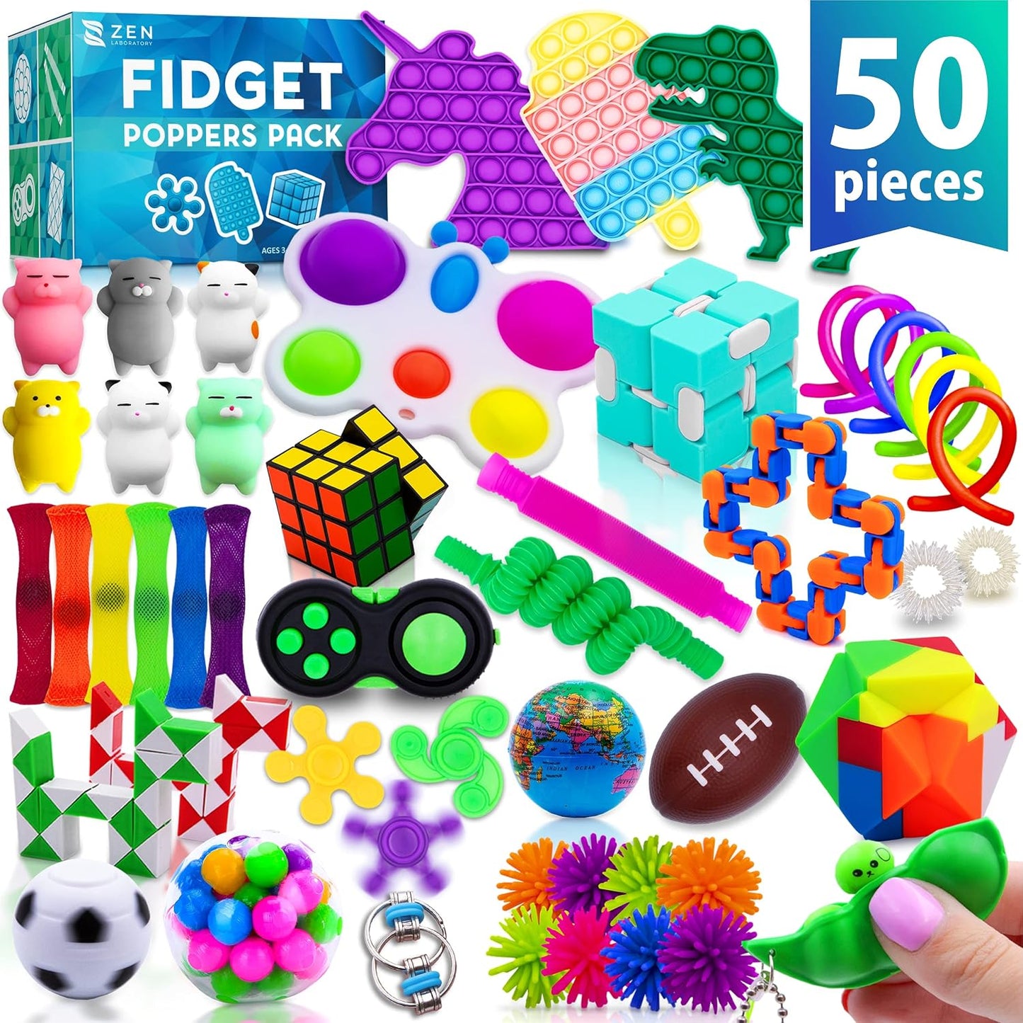 HotFidget Poppers Pack – 50 Pcs Fidget Toys, Party Favors for Kids 8-12, Stocking Stuffers, Bulk Sensory Toys for Classroom Treasure Box Prizes, Goodie Bags, Birthday Gifts