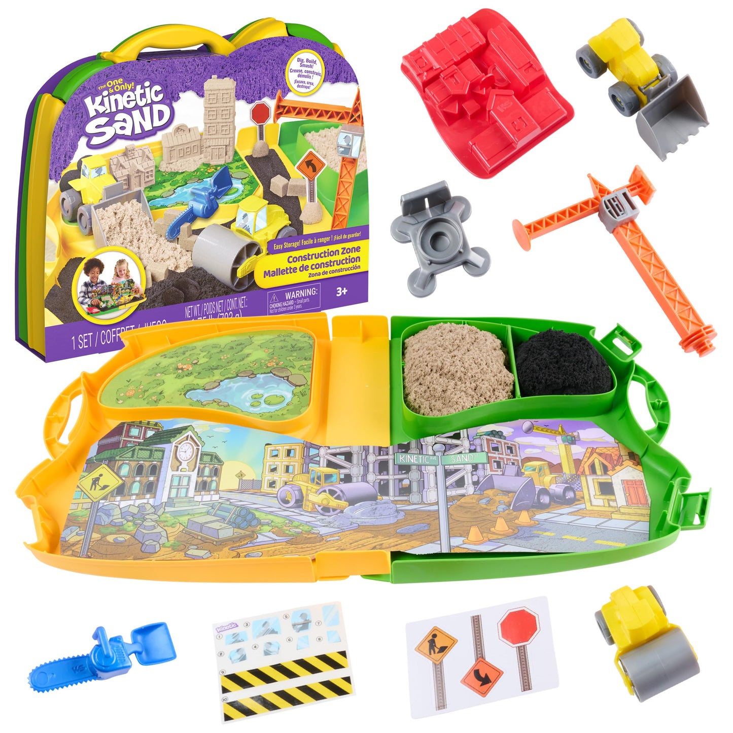 HotKinetic Sand Construction Site, Moldable Play Sand Sensory Toys, Ages 3+