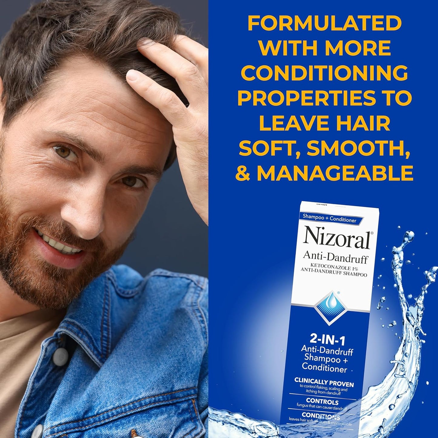 HotNizoral 2-in-1 Anti Dandruff Shampoo and Conditioner, 14 Fl Oz, 1% Ketoconazole