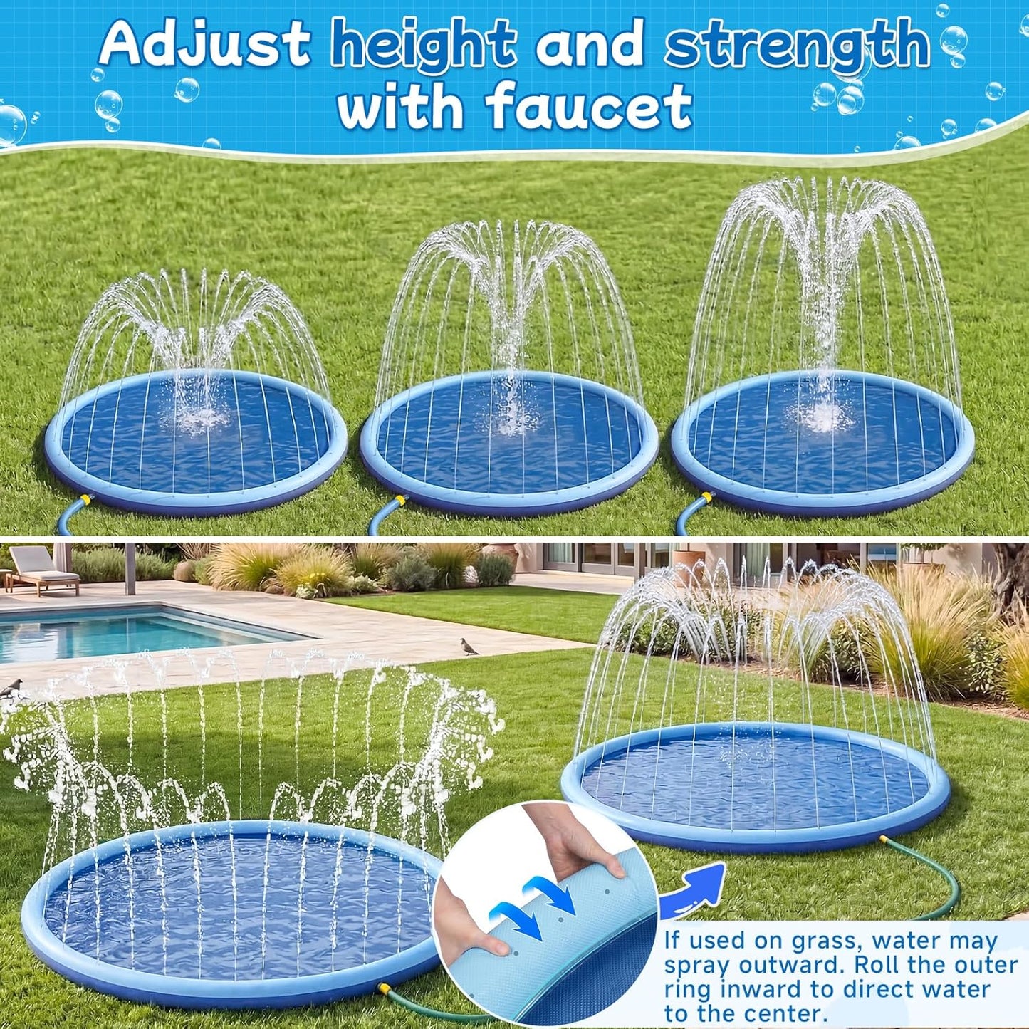 Hot Non Slip Splash Pad for Kids and Dogs, 80" Sprinkler Splash Pad with 5mm Reinforced Edges,0.58mm Thickened Dog Pool,Outdoor Water Toys for Toddlers,Summer Backyard Fountain Play for Girls Boys Pets