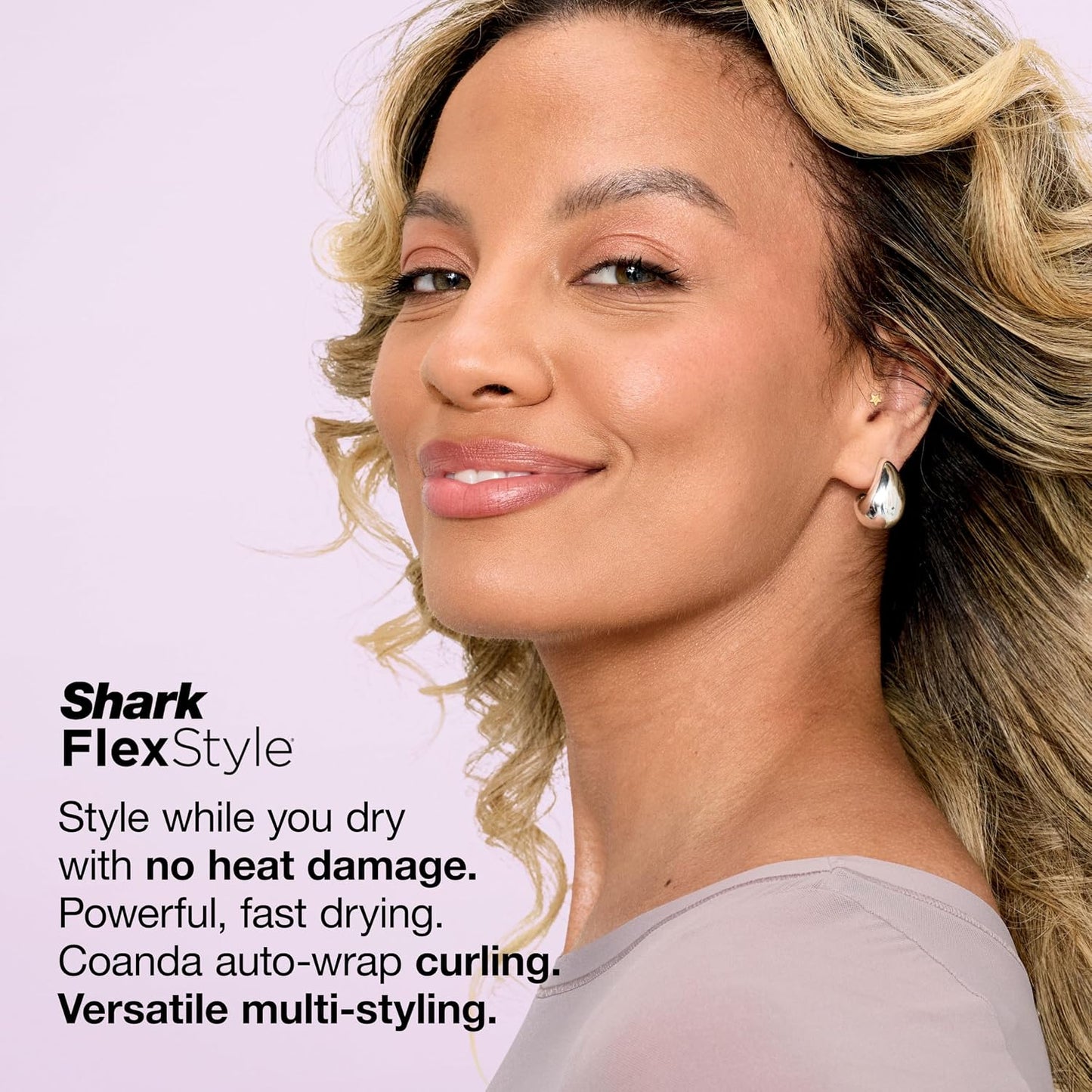HotShark FlexStyle | Air Multi-Styler & Drying System | Hair Dryer Brush for Blowouts with Coanda Auto- Wrap Curlers, Oval & Paddle Brush & Concentrator Attachment | Stone | HD430