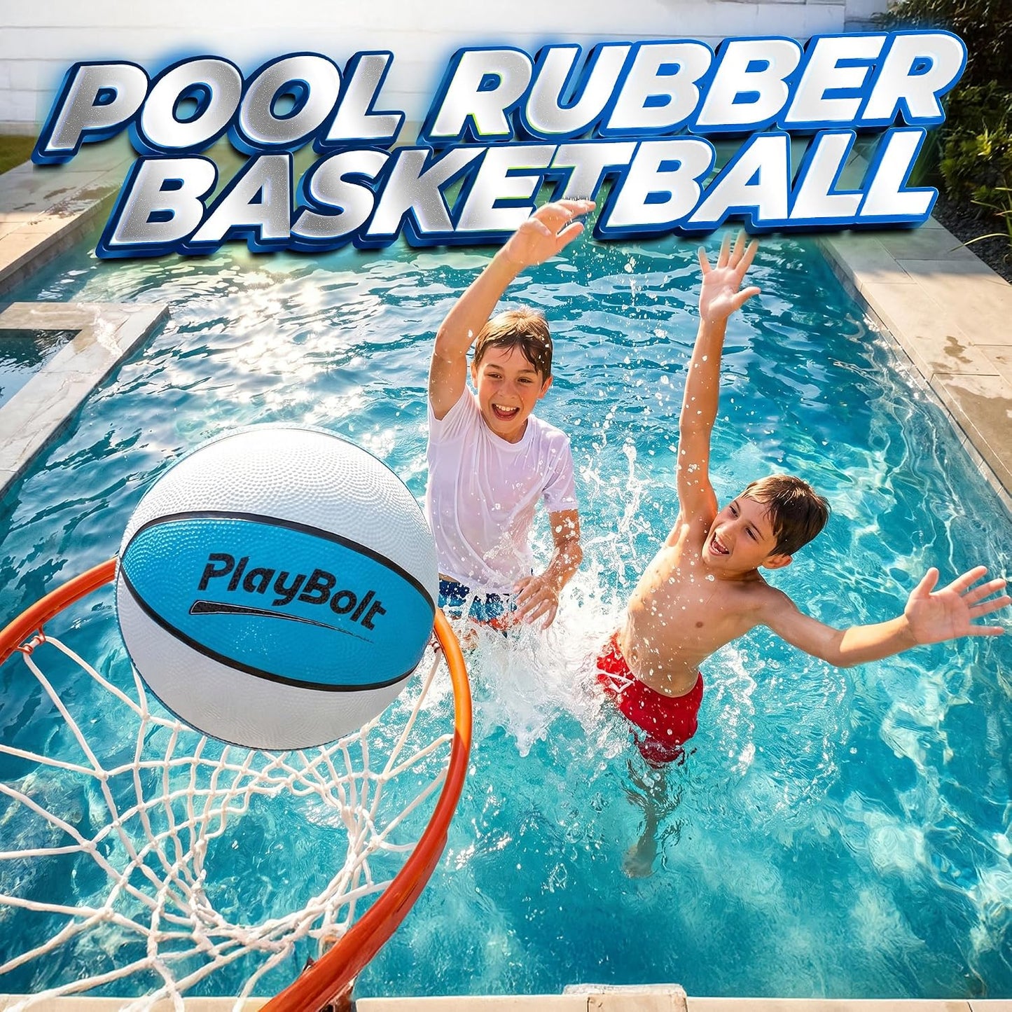 Hot PlayBolt 7-Inch Pool Basketballs (3 Pack) - Waterproof Water Toy Balls - Size 3 Floating Water Basketball for Pool Hoop, Swimming Pool Party Games, Kids & Adults