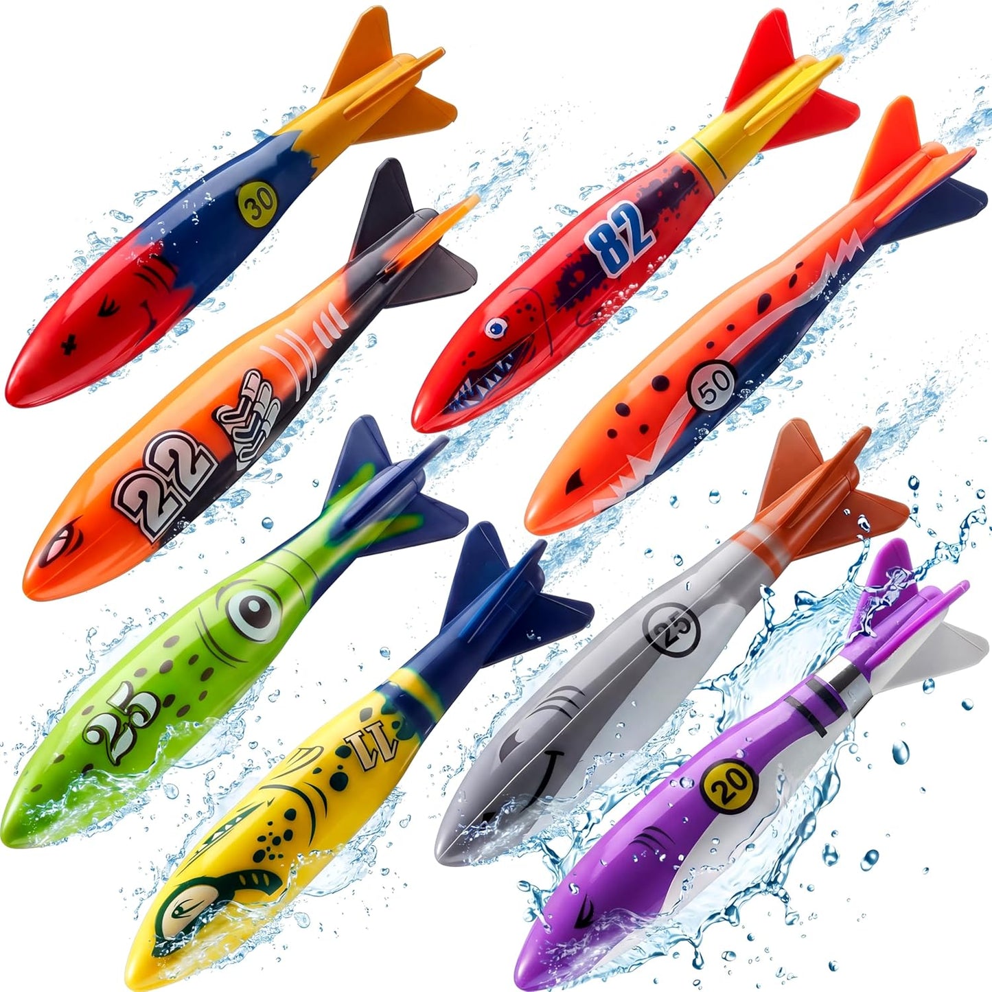 Hot JOYIN 8 Pack Pool Toys, Shark Underwater Diving Toys, Colorful Swimming Toy Sinking Throwing for Kids Gifts Summer Swim Dive Training Water Fun Pool Games(Sharks)