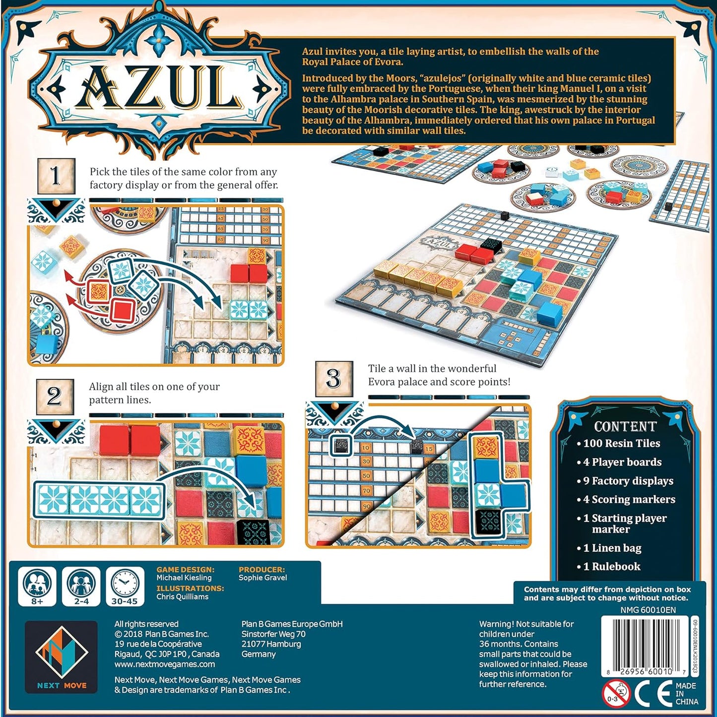 HotAsmodee Azul Board Game - Mosaic Pattern Placement & Beautiful Art Adult Board Games, Award-Winning Strategy for Adults & Families, Family Fun for Adults, 2-4 Players Ages 8+, 30-45 Minute Playtime