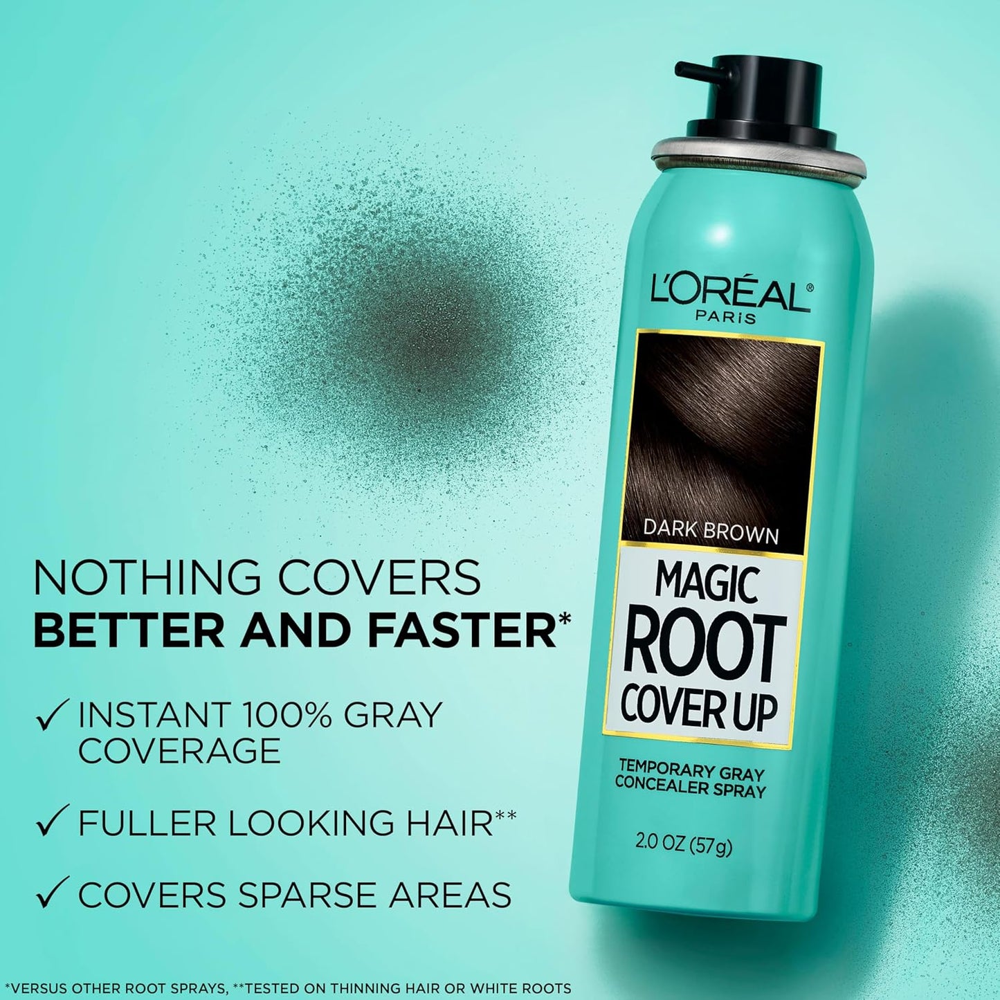 HotL'Oreal Paris Magic Root Cover Up Gray Hair Spray, 100% Gray Hair Coverage with Buildable, Lightweight, Transfer-Resistant, and Temporary Formula, Ammonia-Free, Dark Brown, 2 oz (2 Count)