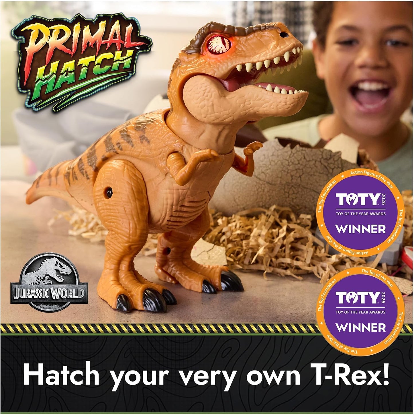 Hot Primal Hatch Jurassic World Interactive T-Rex Toy Dinosaur Egg | Interactive Dino Figure, Realistic Hatching Experience, 100+ Sounds & Reactions, Train & Feed, Gifts for Kids Ages 5+