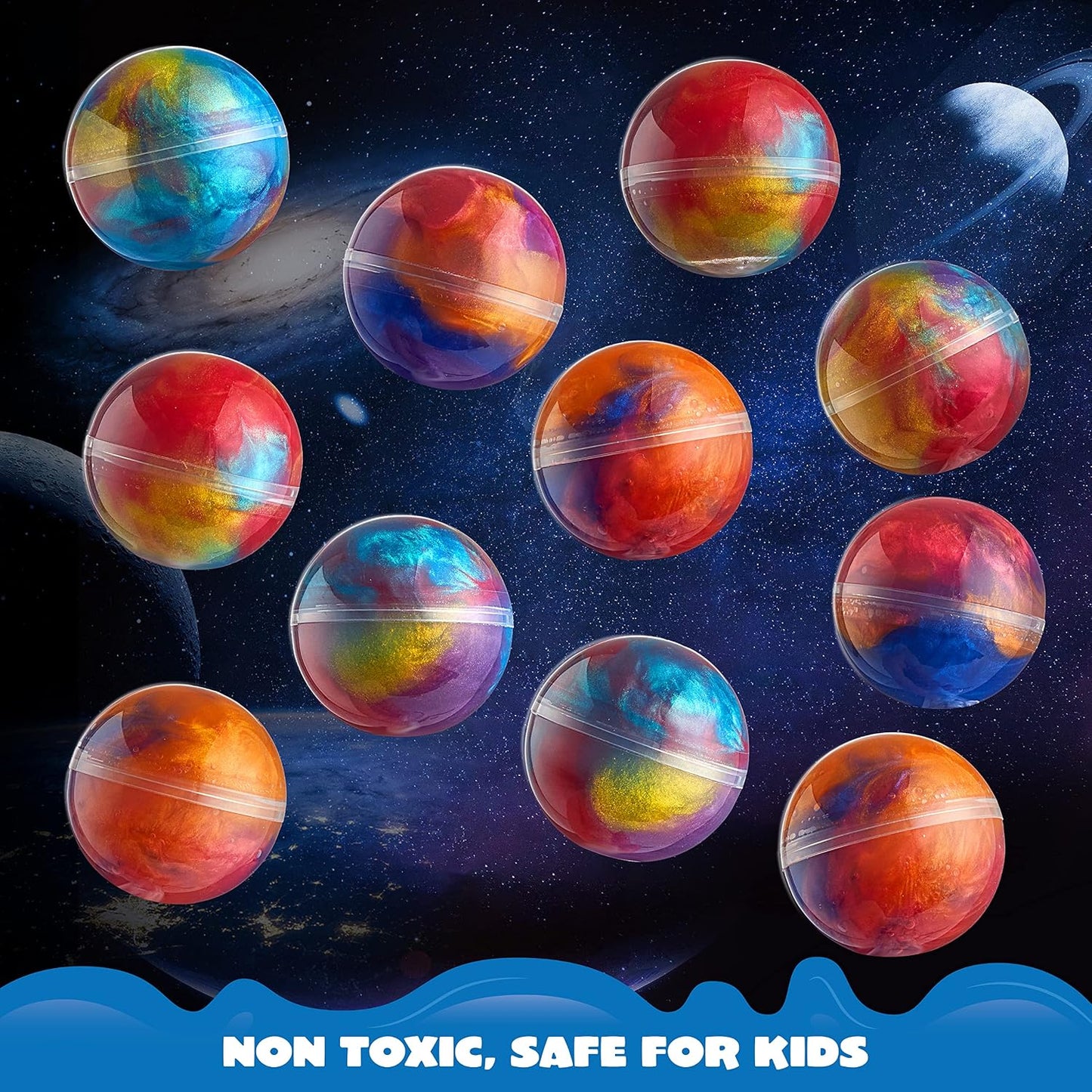 HotJOYIN Slime Party Favors, 24 Pack Galaxy Slime Ball - Stretchy, Non-Sticky, Mess-Free, Stress Relief, and Safe - Toys for Girls and Boys - Easter, Classroom Reward, Party Supplies, Valentines