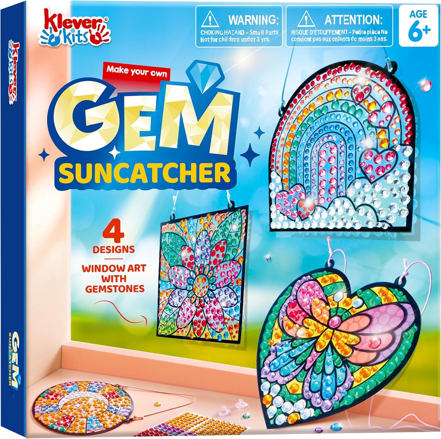 Hot Klever Kits 4PCS Window Art Suncatcher Kits, Fun Gem Painting Kits, Diamond Art and Crafts for Boys Girls, Great Crafts Gift for Kids Birthdays Christmas Ages 6+