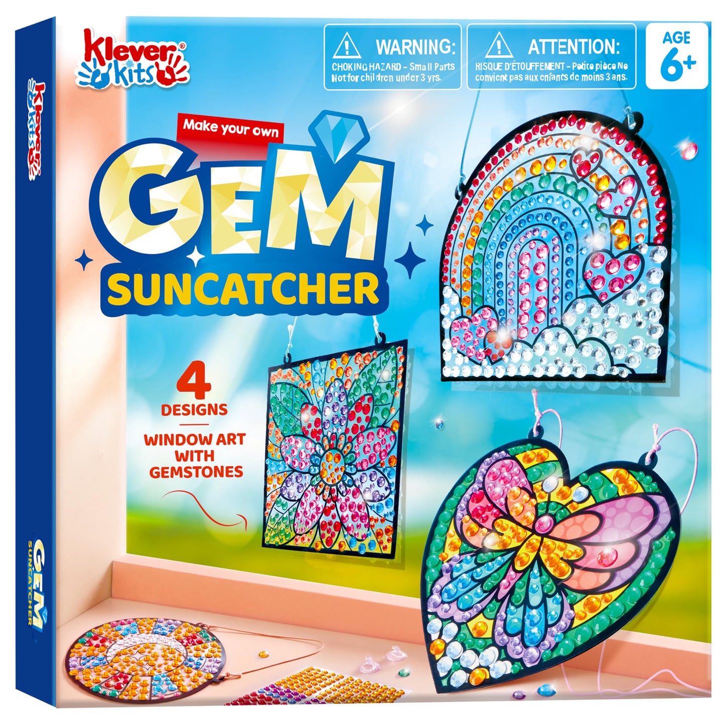 Hot Klever Kits 4PCS Window Art Suncatcher Kits, Fun Gem Painting Kits, Diamond Art and Crafts for Boys Girls, Great Crafts Gift for Kids Birthdays Christmas Ages 6+