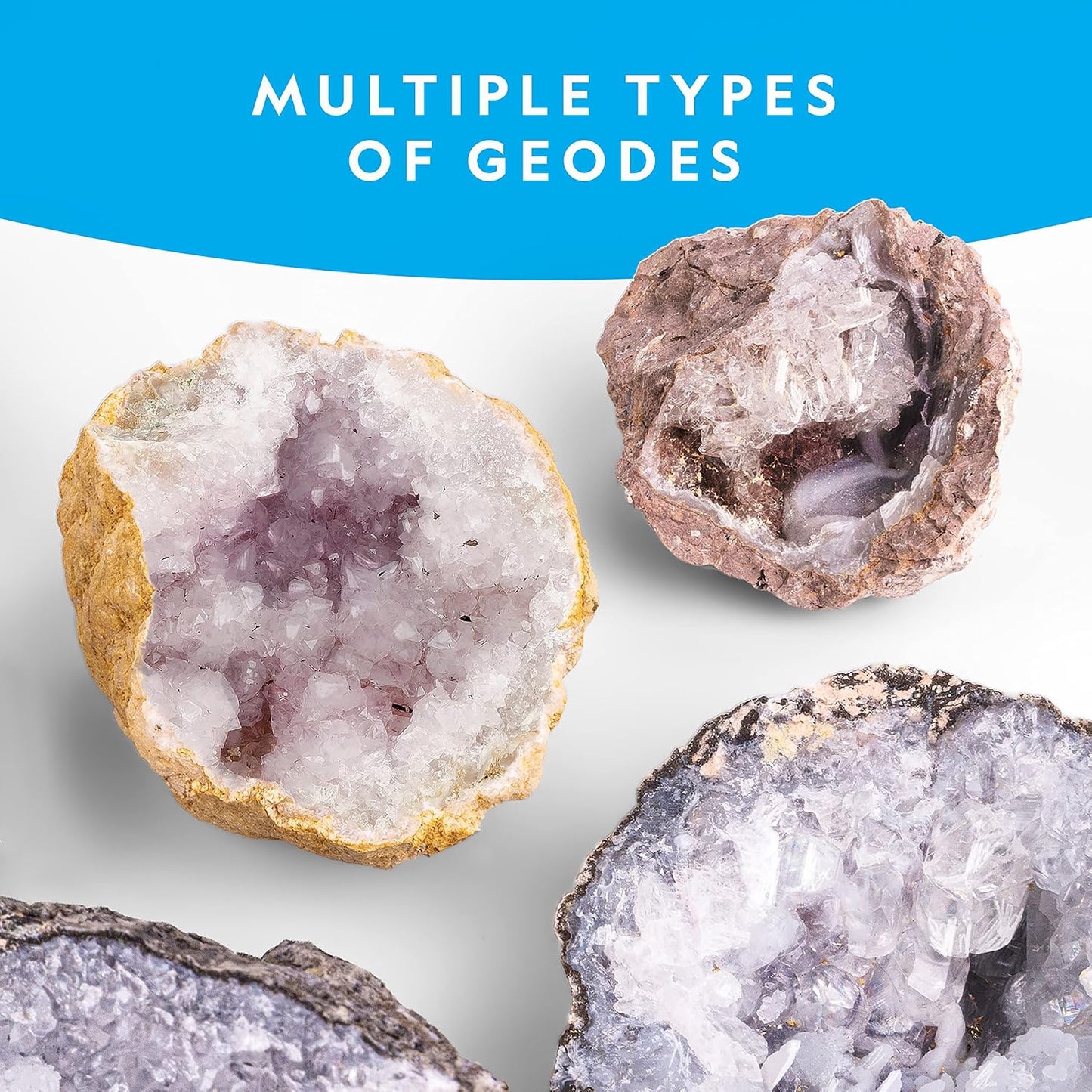 Hot National Geographic Break Open 10 Premium Geodes for Kids Ages 8-12 | Safety Goggles, Real Crystal Geodes, Geology Science Kit, Break Your Own Geodes, STEM Activity, Birthday Gift