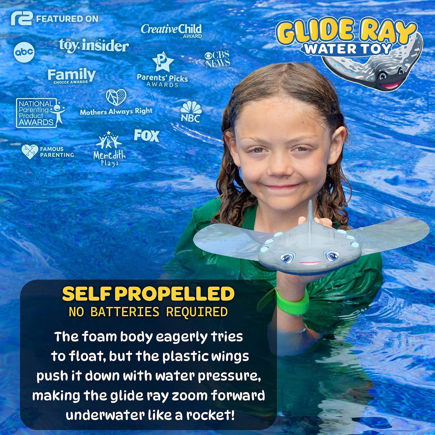 HotSwimming Pool Toys for Kids: Stingray Pool Torpedo Swim Toy - Self Propelled Water Toy Glides Underwater - Best Water Games & Outdoor Gifts for Boys & Girls - Diving Toys For Kids Ages 5 6 7 8 9 10 +