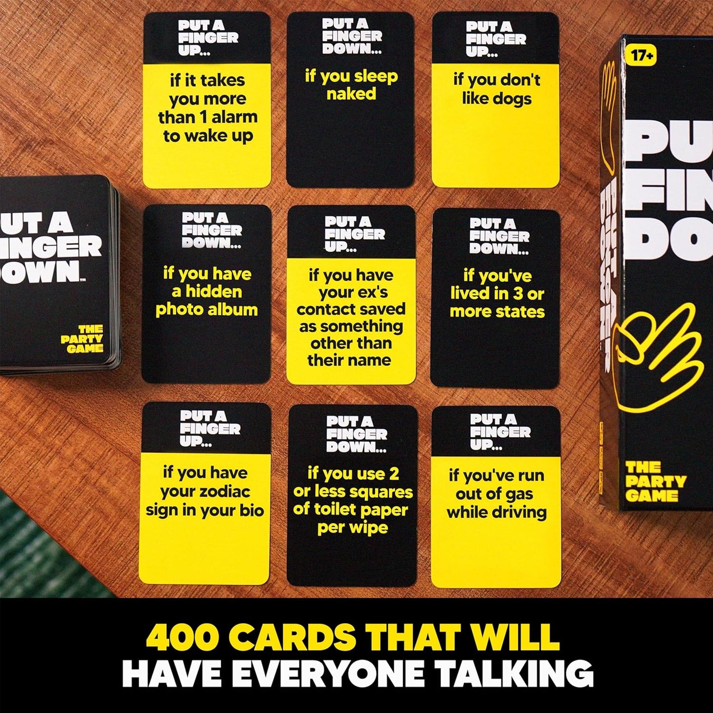 Hot Put A Finger Down - Hilarious Party Card Game, Game Night, Parties, Big and Small Groups | Fun Social Icebreaker with 400 Cards for 2+ Players