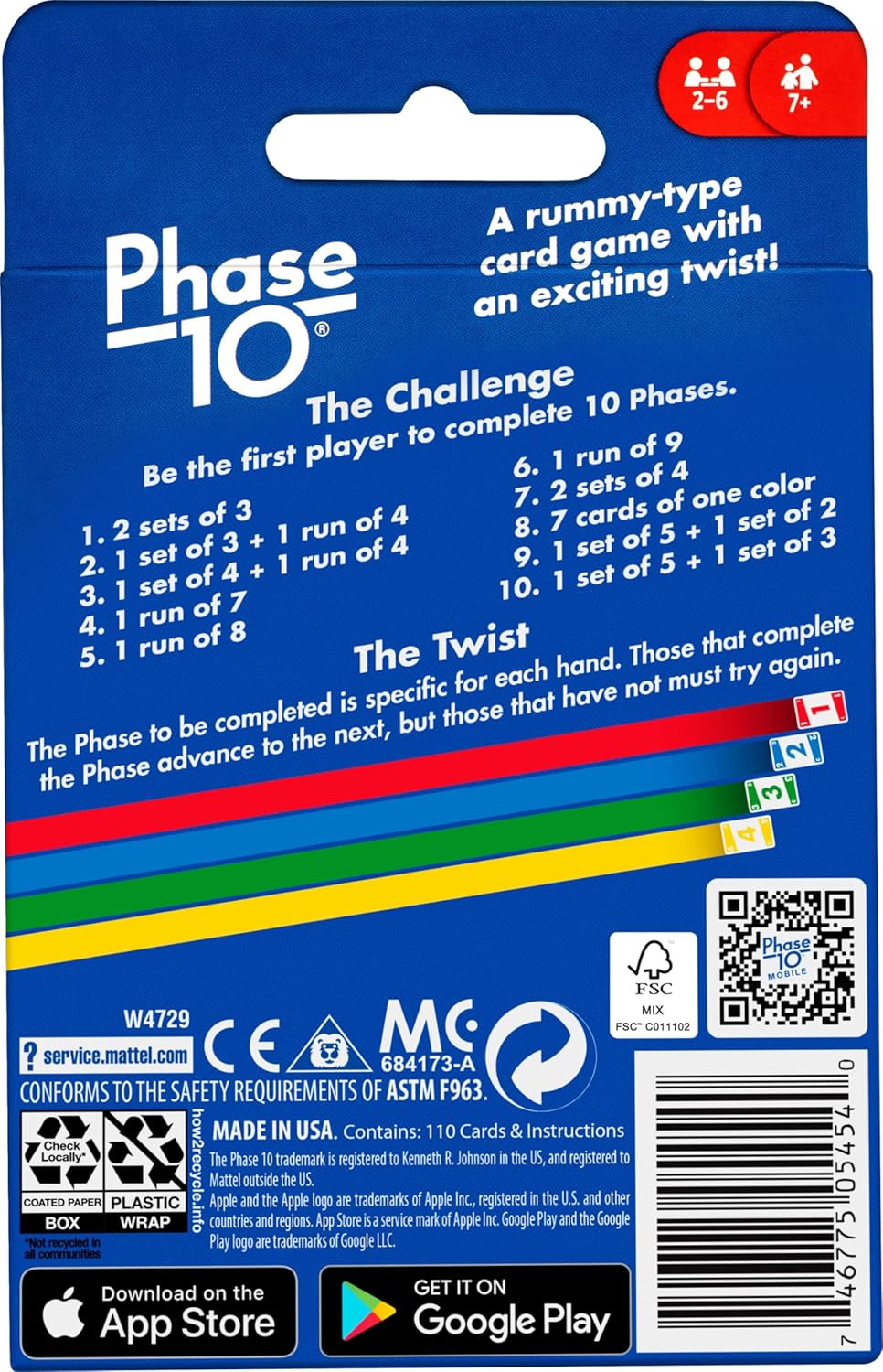 HotMattel Games Phase 10 Card Game in Storage Tin for Ages 7+