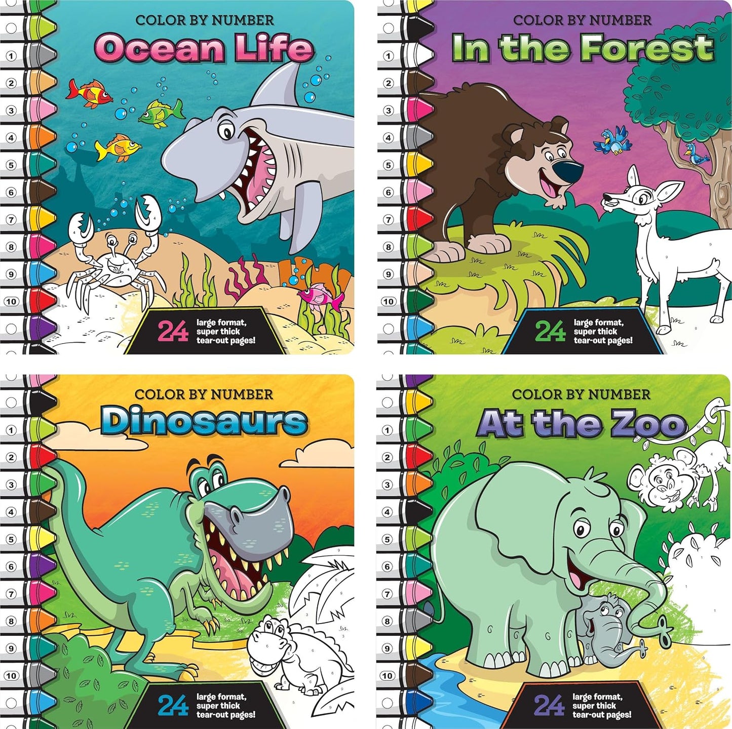 Hot Color by Number Kids Book Set – Coloring Books for Kids 4–8 Years Old, 4-Pack Bundle, Easy & Fun Activities, Large Print, Thick Tear-Out Pages, 96 Pages