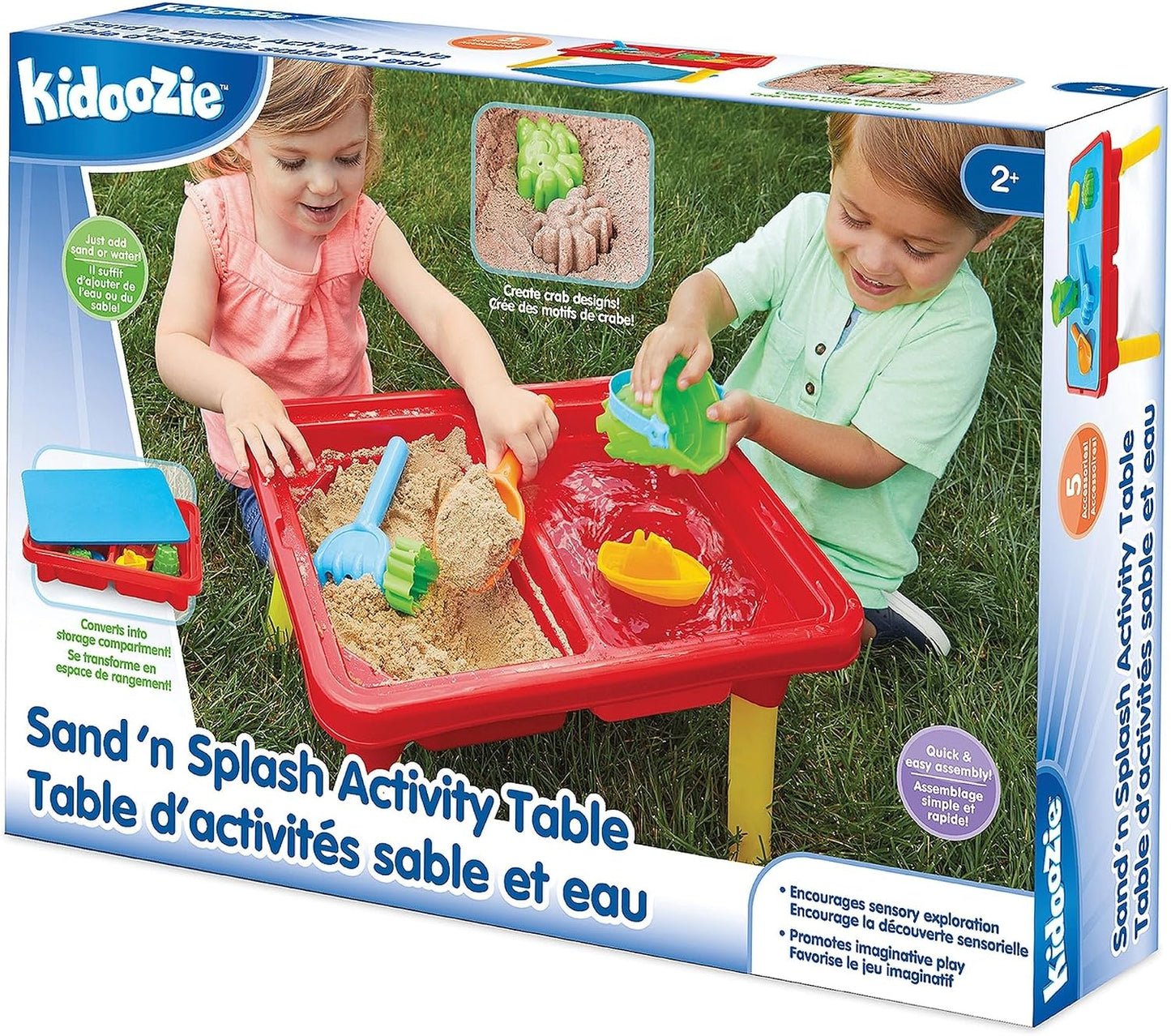 HotToddler Sensory Kids Table with Lid | Sensory Bin | Kidoozie | Mega Block Compatible Lid | Indoor Outdoor Use , Red, G02521 17 x 12.5 x 11 inches