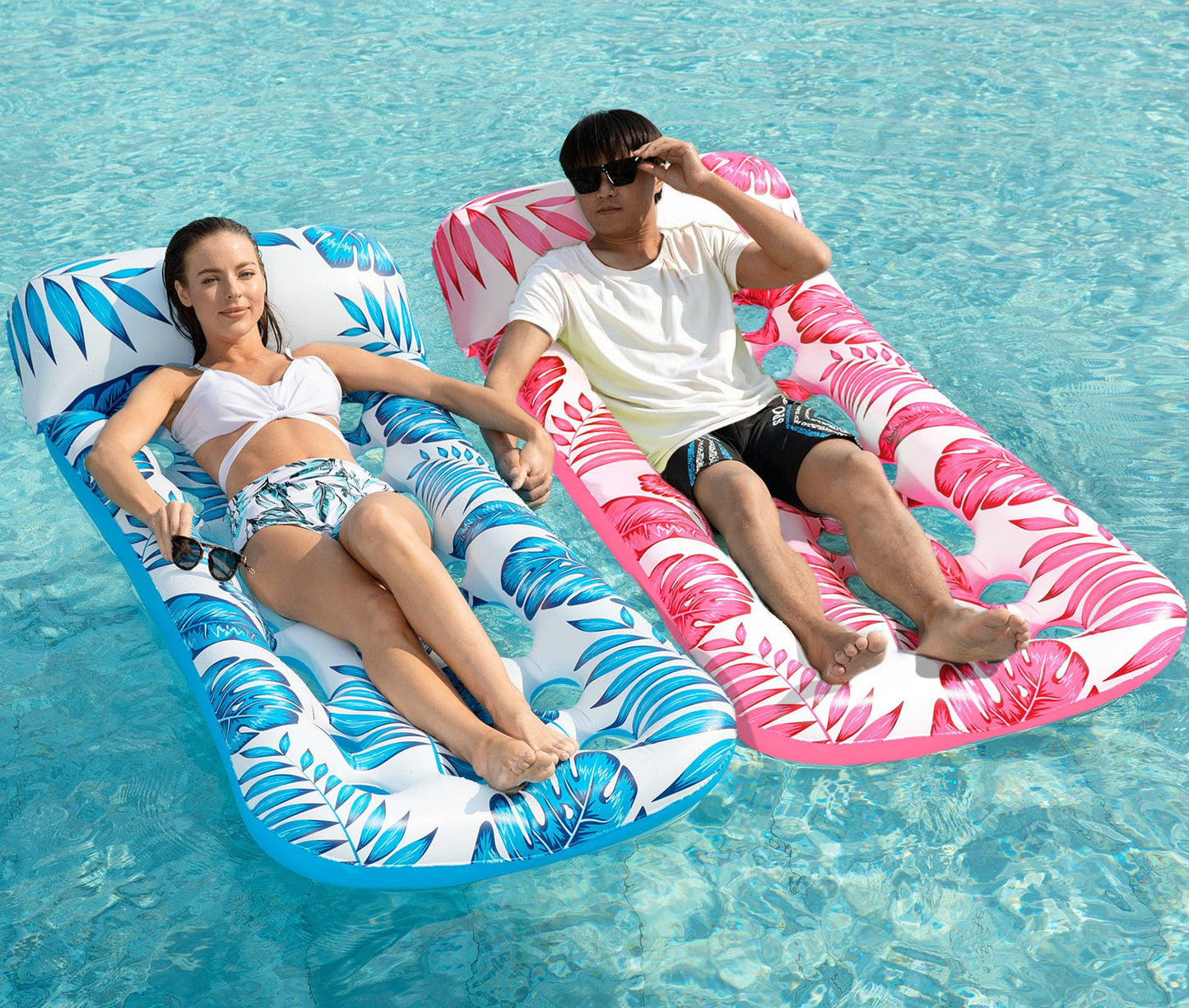 HotJasonwell Inflatable Pool Float Lounge - 2 Pack Floaties Rafts for Adults Floating Lounger Sun Tanning Floats Cool Water Floaty Swimming Lake Beach Party Toys