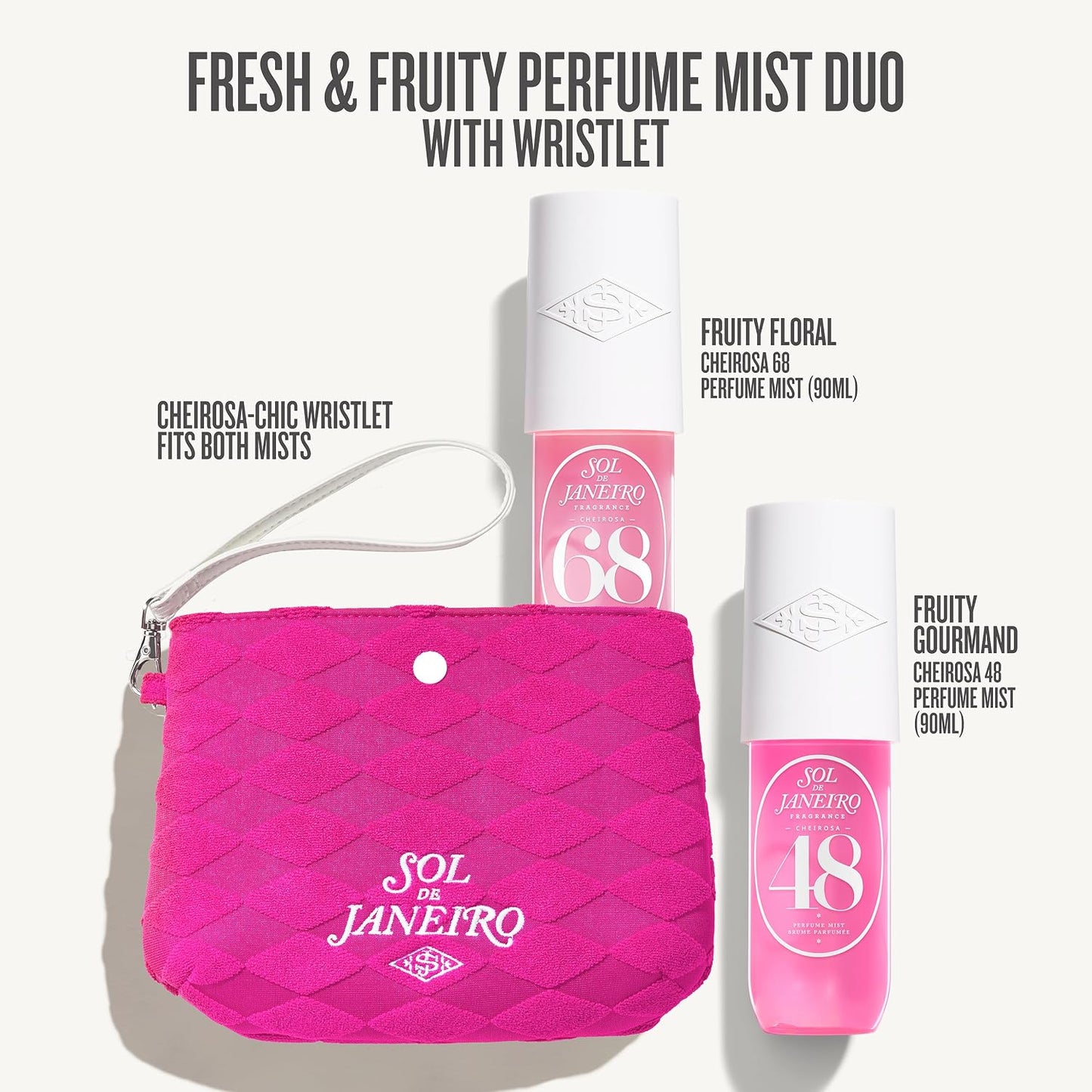 HotSol de Janeiro Giftable Set | Two Travel Size Hair & Body Fragrance Mist with Pink Pouch | Cheirosa 68 & Cheirosa 48, 3 fl oz ea | Amazon Exclusive | $72 Value