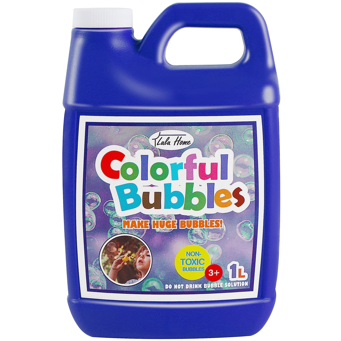 HotLulu Home 33.8 OZ/1 L Concentrated Bubble Solution, Refill for Bubble Machines, Giant Wands, and Blowers - Up to 2.5 Gallons for Kids' Birthday Parties