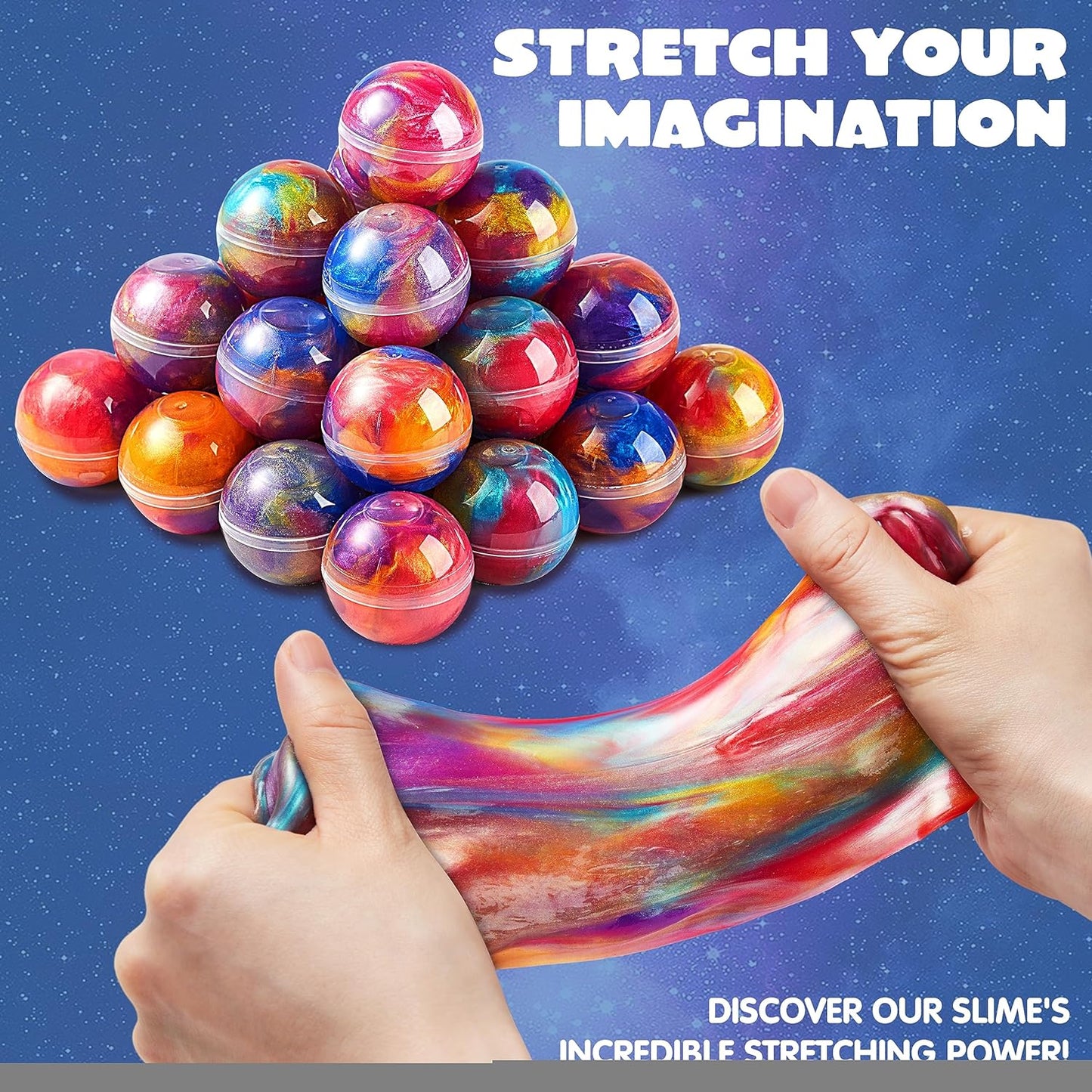 HotJOYIN Slime Party Favors, 24 Pack Galaxy Slime Ball - Stretchy, Non-Sticky, Mess-Free, Stress Relief, and Safe - Toys for Girls and Boys - Easter, Classroom Reward, Party Supplies, Valentines