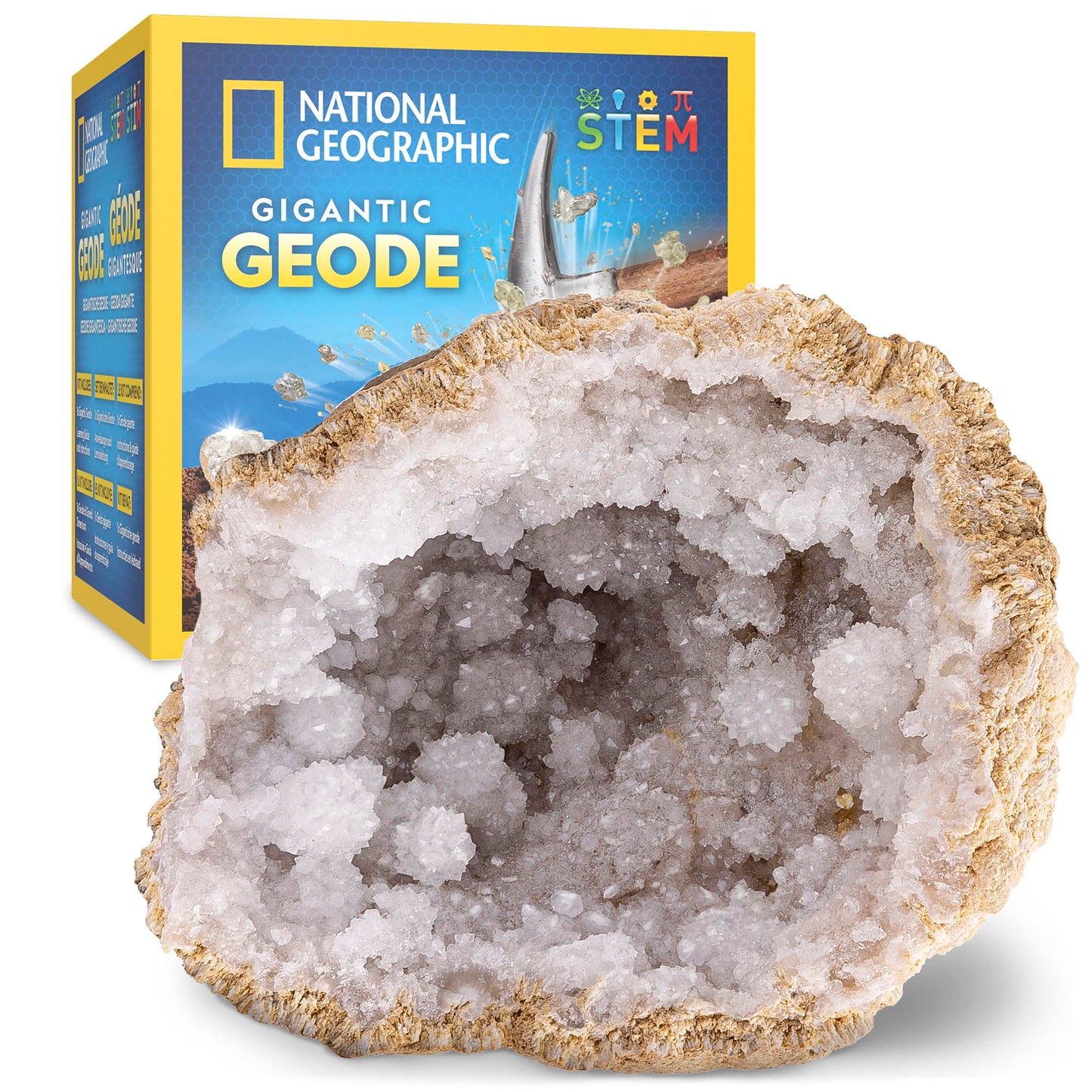 Hot National Geographic Break Open 10 Premium Geodes for Kids Ages 8-12 | Safety Goggles, Real Crystal Geodes, Geology Science Kit, Break Your Own Geodes, STEM Activity, Birthday Gift