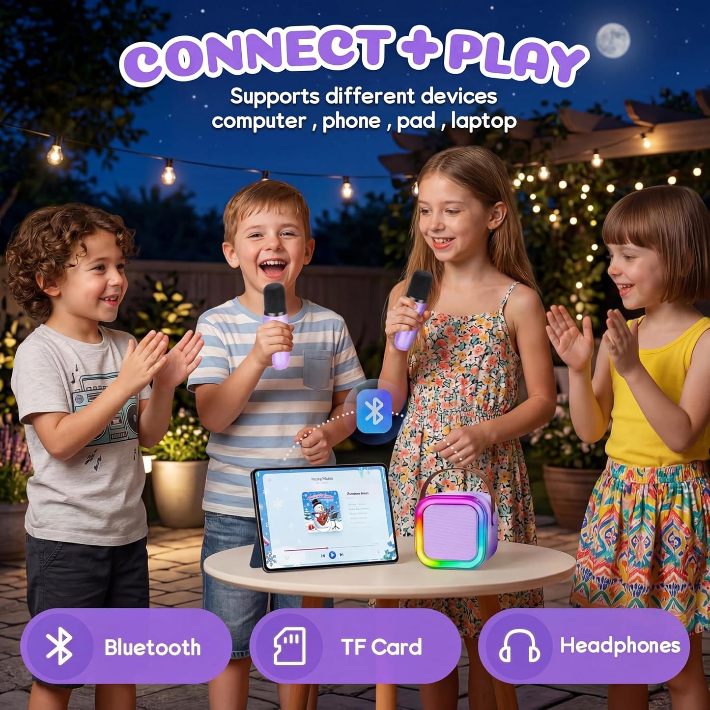 HotIROO Mini Karaoke Machine for Kids, 2026 TOP Toys Birthday Gifts Ideas for Girls Ages 4, 5, 6, 7, 8, 9, 10, 12+ Years Old, Portable MP3 Player with 2 Wireless Mics for Family Home Party
