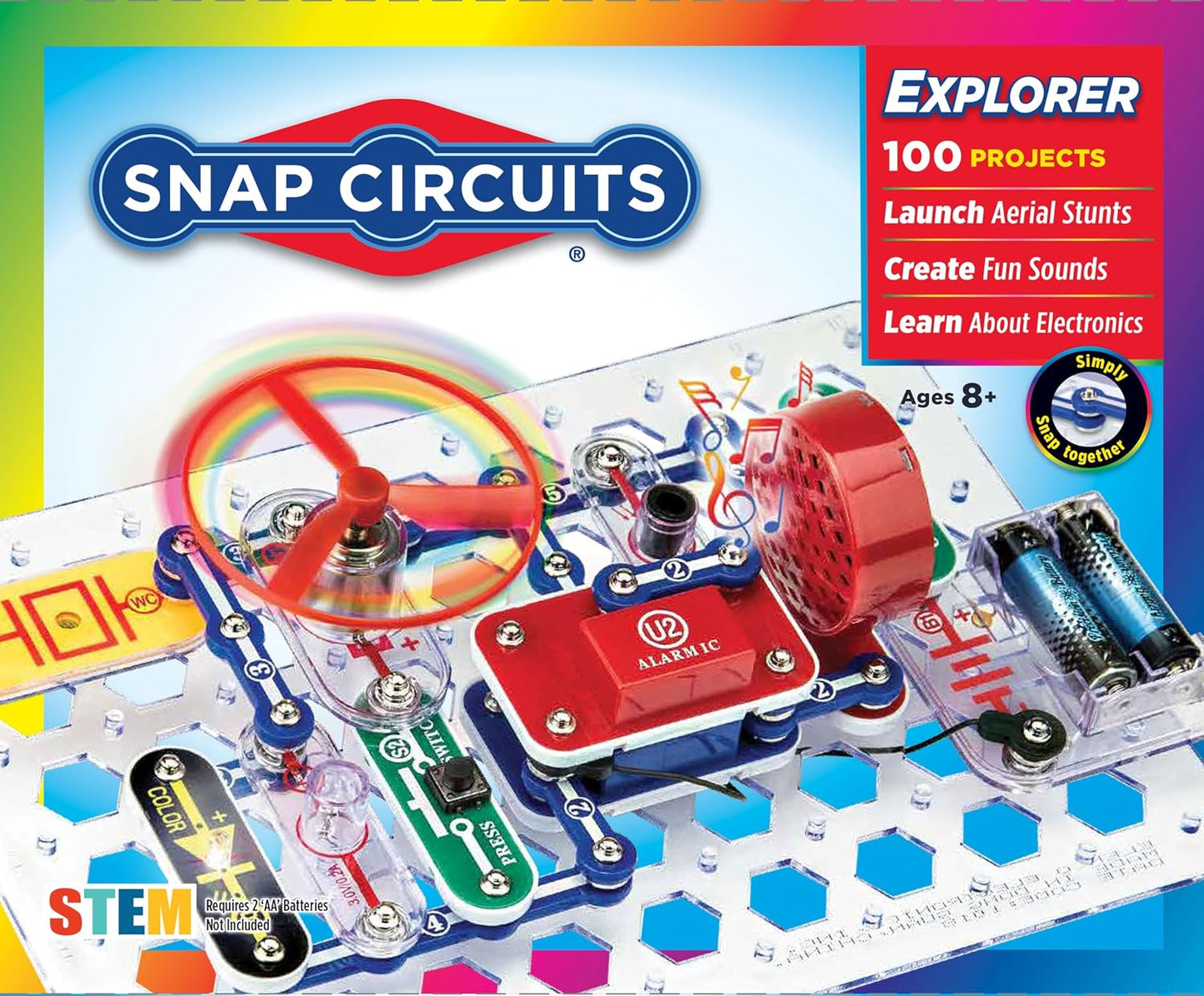 Hot Snap Circuits Jr. SC-100 Electronics Exploration Kit, Over 100 Projects, Full Color Project Manual, 28 Parts, STEM Educational Toy for Kids 8 +