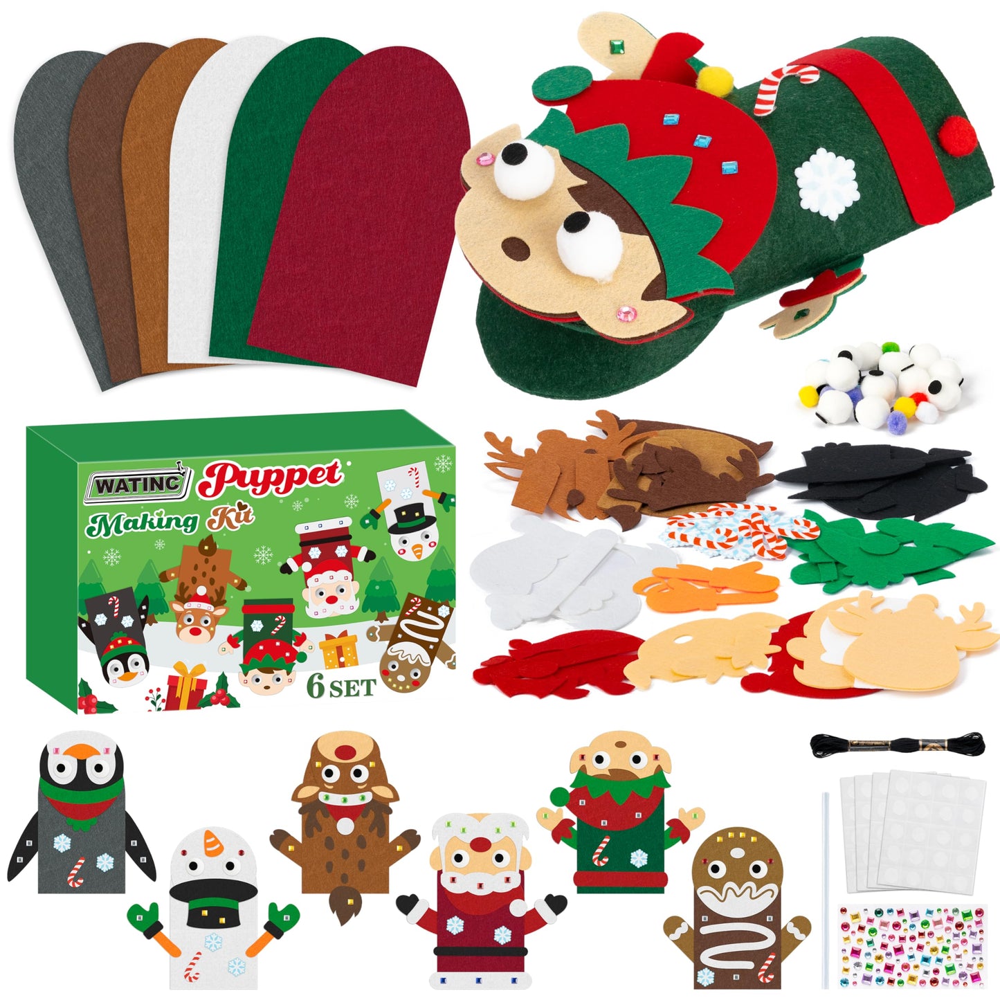 Hot WATINC Hand Puppet Making Kit, Felt Sock Puppet Toys for Kids (Animals) | 6 Styles, Make Your Own Storytelling & Role Play Crafts, Creative Group Activity, Party Favors & Gifts for Kids Ages 4-8
