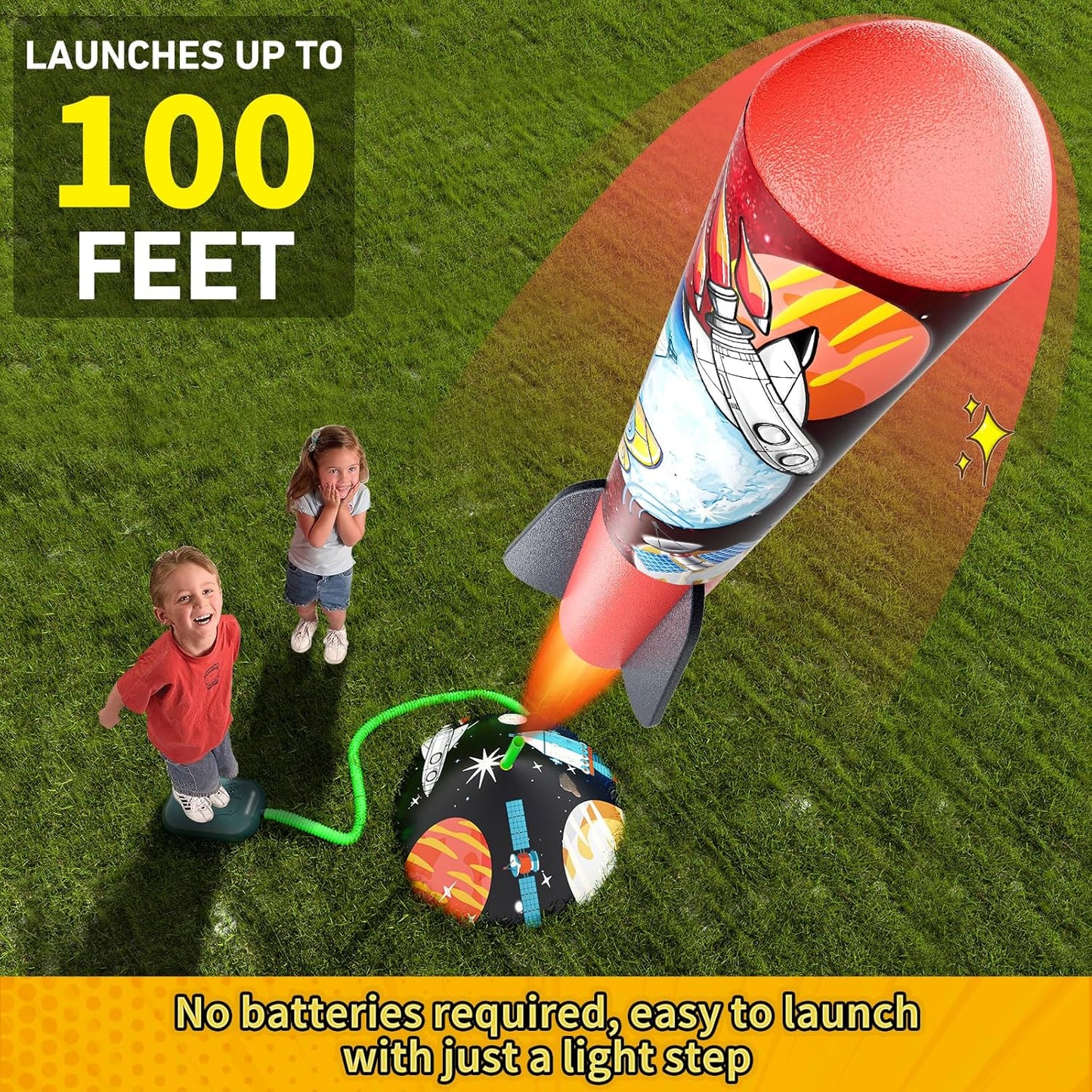 HotOtoseth Toy Rocket Launcher for Kids - Launch up to 100 Ft, 8 Foam Rockets & Adjustable Launch Stand, Outdoor Toys for Kids Ages 4-8, 3 4 5 6 7 Year Old Boys Birthday Gifts, Toy for Toddlers Age 3+