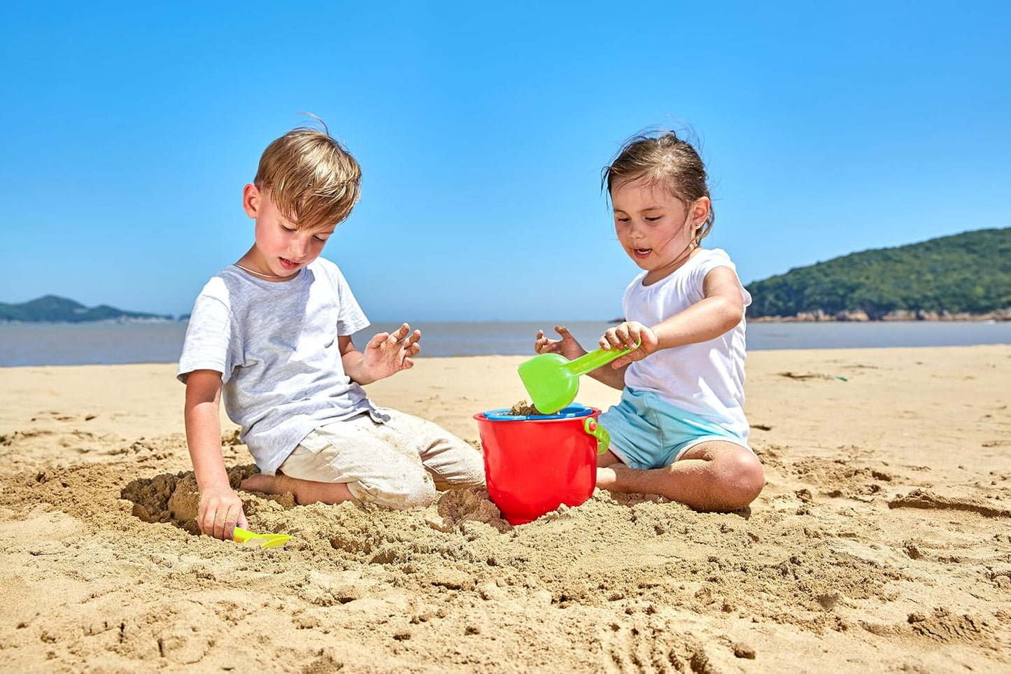 Hot Hape Beach Basics Sand Toy Set Including Bucket Sifter, Rake, and Shovel Toys| Sand Toy Playset for Toddlers 18M+