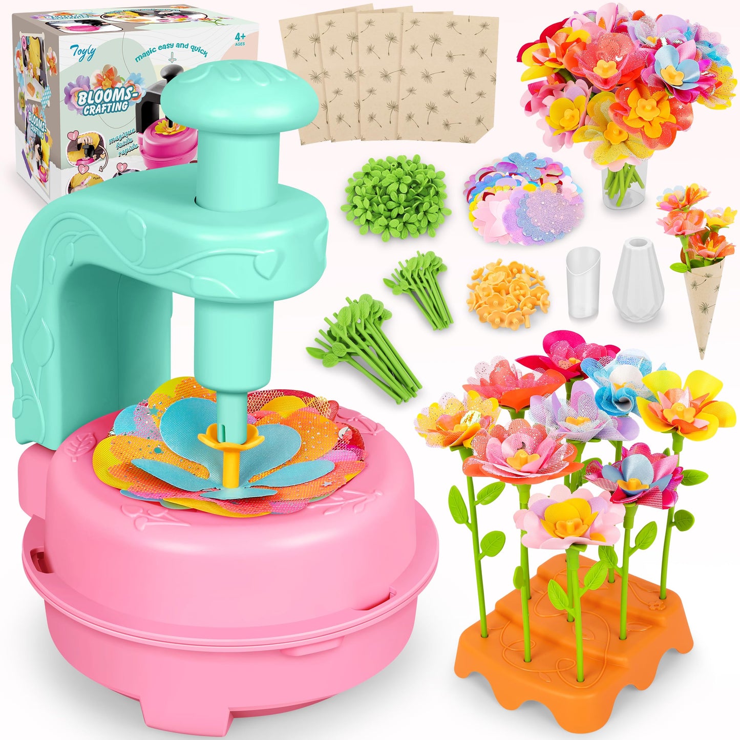 HotFabric Flower Bouquets Toys, DIY Craft Kits Toys for Kids - Flowers Market Toy, Build Your Flower Bouquet, Arts & Crafts for 4+ Year Toddler Girl, Educational Activity Preschool B-Day Gifts