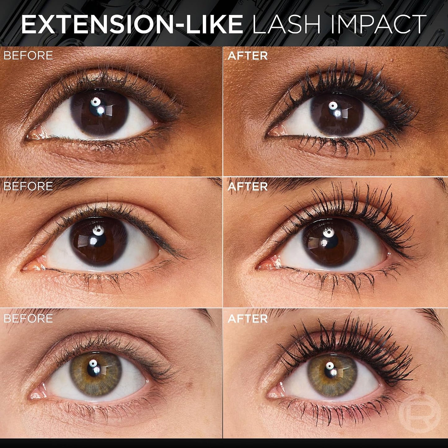 HotL'Oreal Paris Extensionist Mascara, Lengthening, Volumizing, and Curling Formula For a Lash Extension Eye Makeup Look, Washable Blackest Black