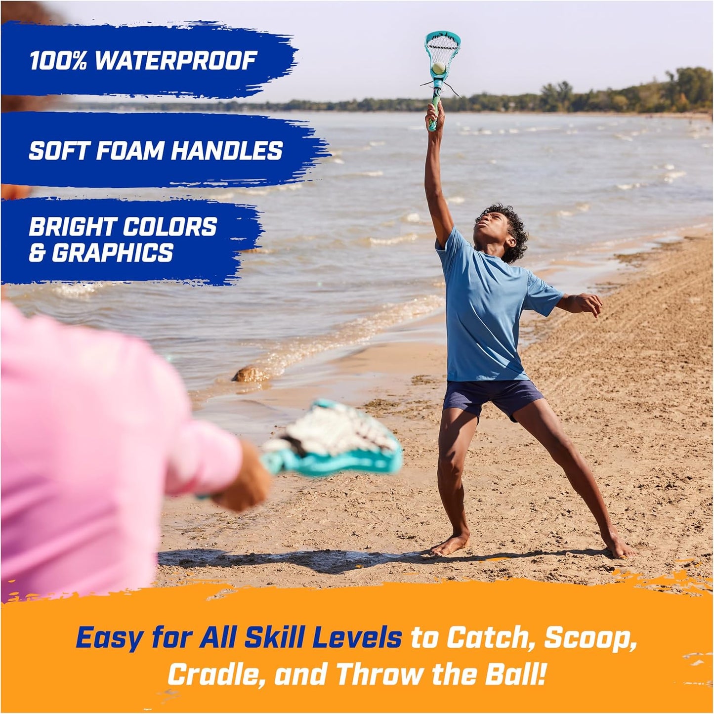 HotSwimWays Hydro Lacrosse Waterproof Lacrosse Set for Ages 5+ | Lightweight, Travel-Friendly Set Includes Ball for On-the-Go Play Anywhere, Encourages Exercise; Boosts Hand-Eye Coordination