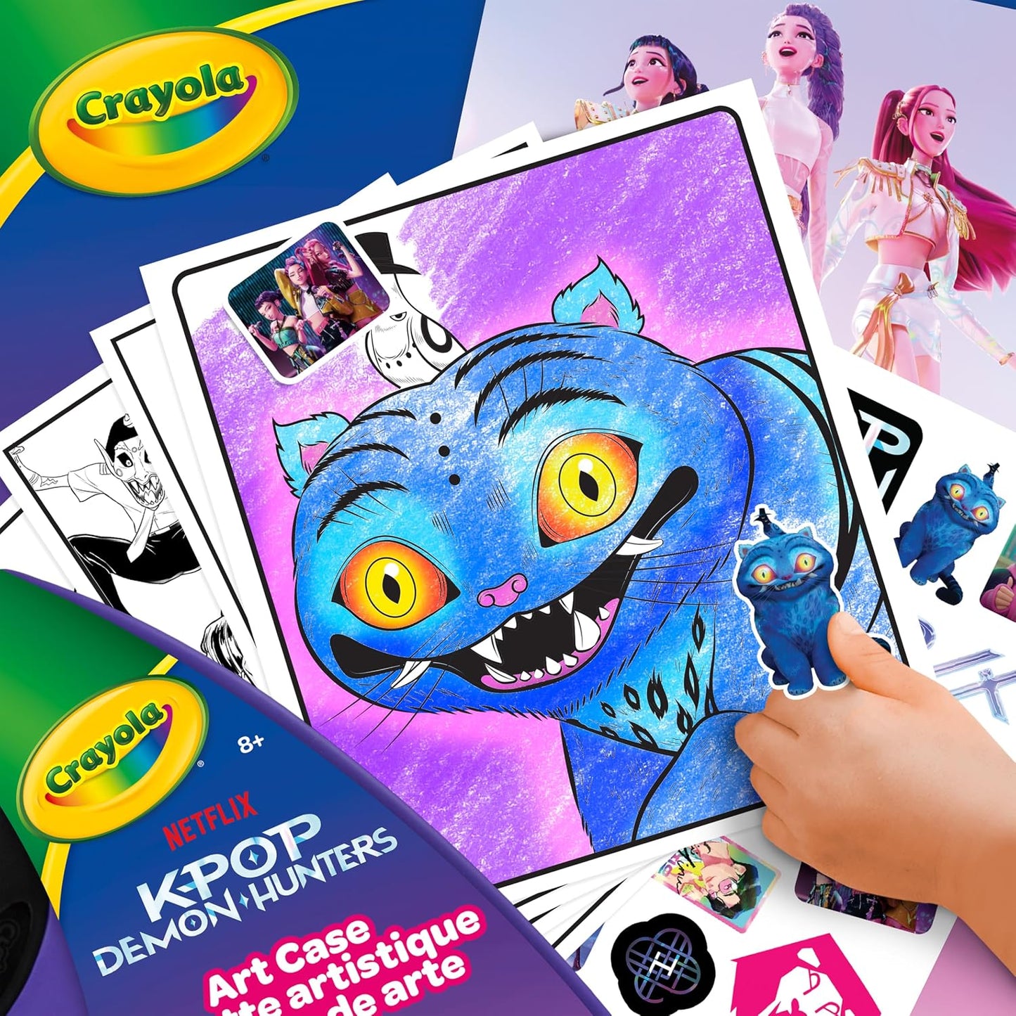 HotCrayola Kpop Demon Hunters Art Case (40+pcs), Coloring & Sticker Craft Kit, Gift for Kids & Teens, Travel Activity Set, Ages 8+