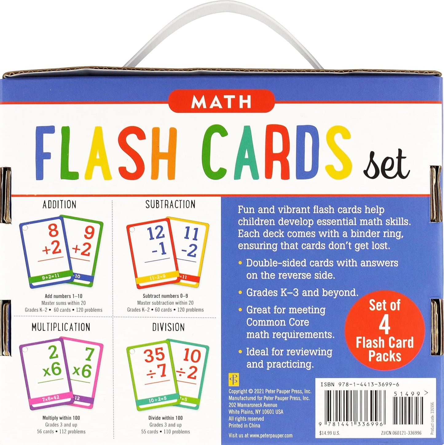 Hot Essential Math Flash Cards Set - Addition, Subtraction, Multiplication, and Division (4 pack set)