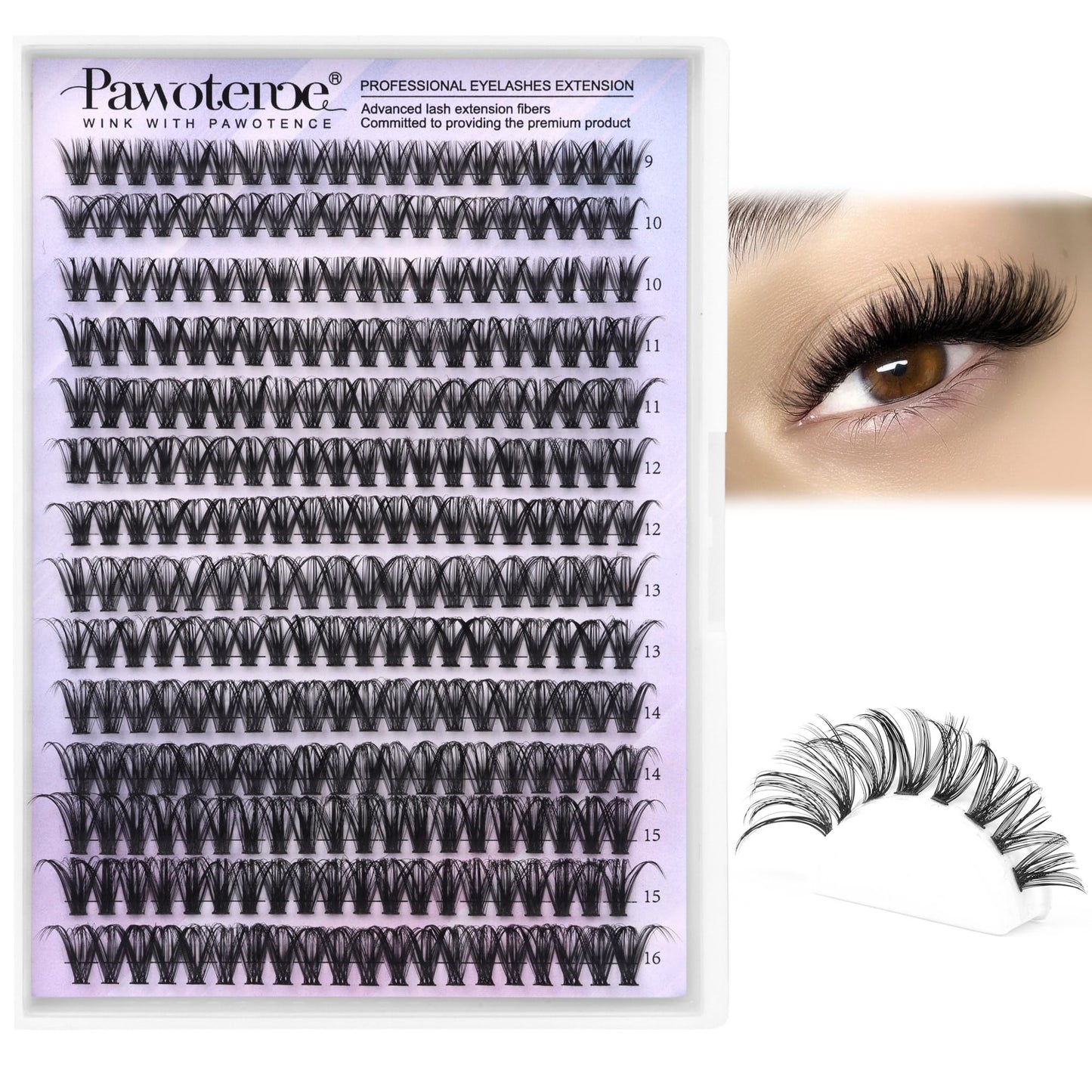 HotPawotence Lash Extension Kit DIY 280pcs Lash Clusters Eyelash Extension Kit, 9-16mm 30D 40D Individual Lashes Kit with Lash Bond and Seal, Lash Tweezers for Self Use (30D&40D, 0.07D, 9-16mm, Kit)