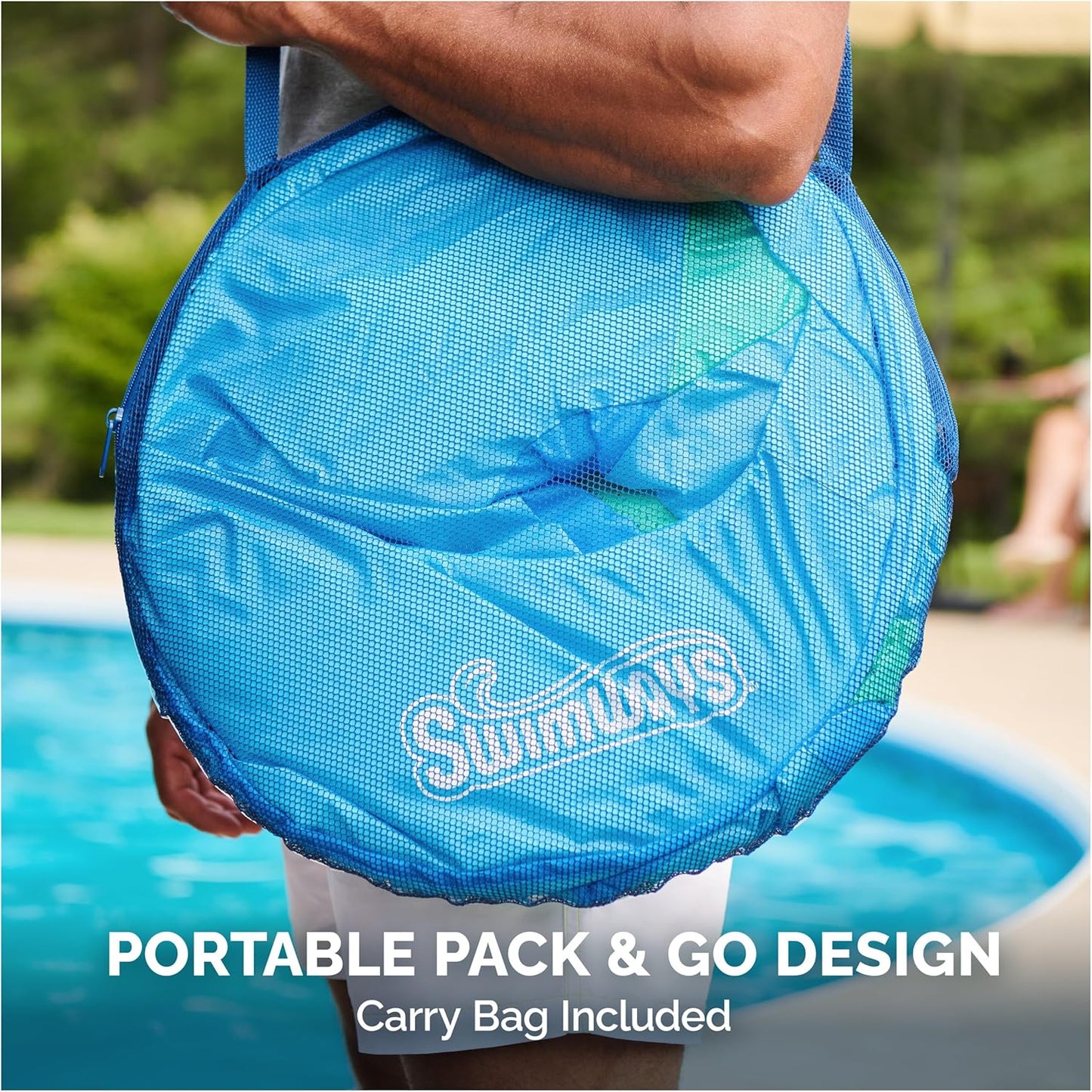 HotSwimWays Spring Float Premium Papasan Pool Lounger with Breathable Mesh Seat, Inflatable Pool Floats for Adults with Fast Inflation, for Ages 15 & Up