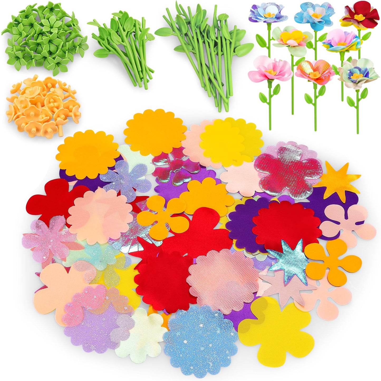HotFabric Flower Bouquets Toys, DIY Craft Kits Toys for Kids - Flowers Market Toy, Build Your Flower Bouquet, Arts & Crafts for 4+ Year Toddler Girl, Educational Activity Preschool B-Day Gifts