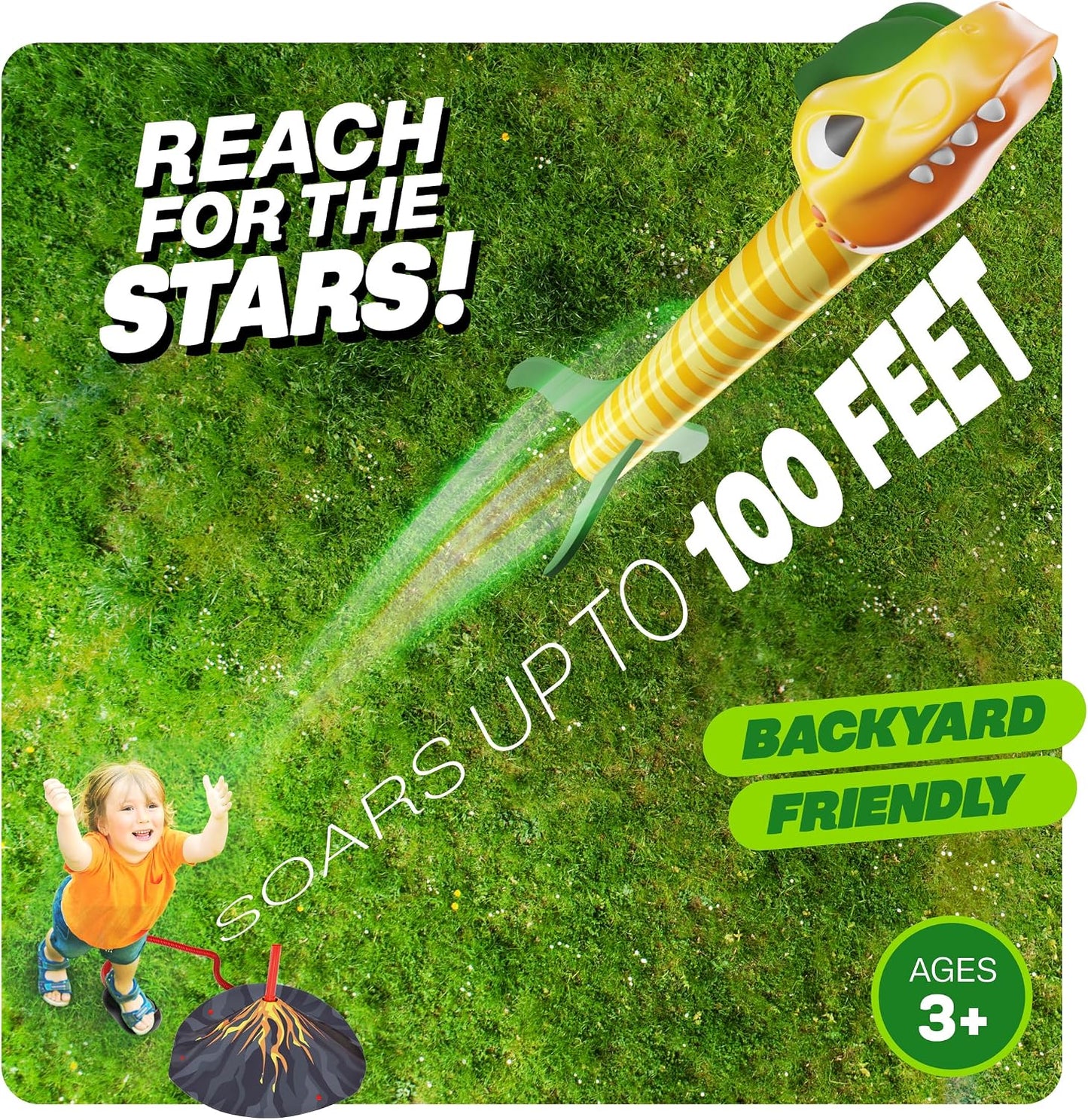 HotNinja Blast Dinosaur Toy Rocket Launcher for Kids Toys for Kids 3-5 5-7 4-6 - Outdoor Toys for Kid Ages 4-8 - 3 4 Year Old Boy Birthday Gift - Gifts for Boys Age 3 4 5 6 Years Toy for Toddlers