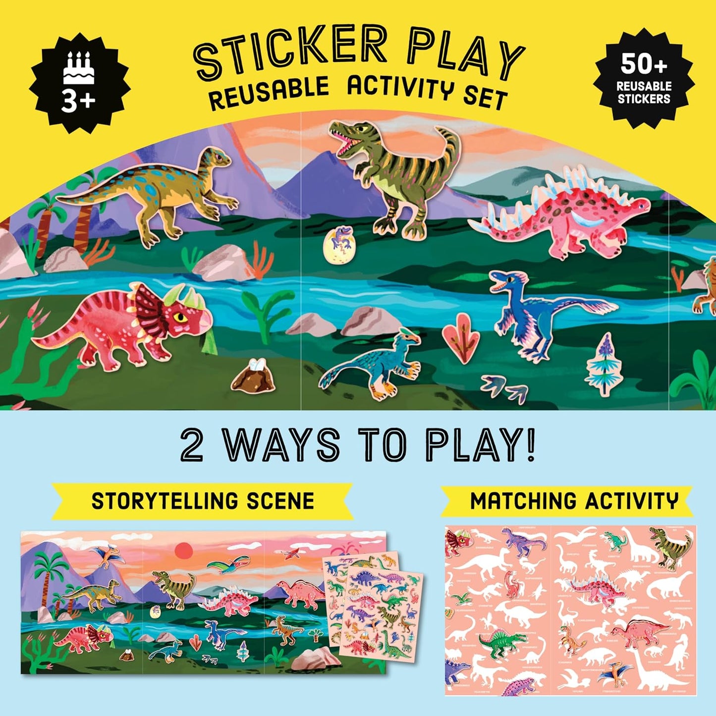 Hot Mudpuppy Dinosaur Park - Sticker Play Reusable Activity Kit Featuring Fun Illustrations of Dinosaurs for Children Ages 3 and Up